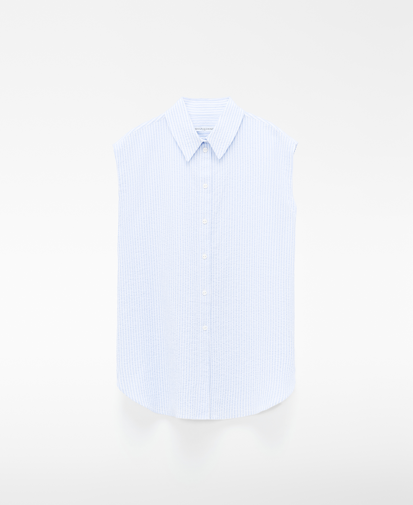 Seersucker striped armhole sleeve shirt image number 4