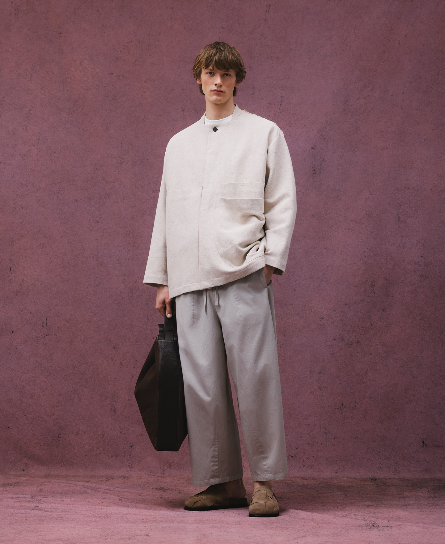 Linen blend unstructured jacket man image number 1