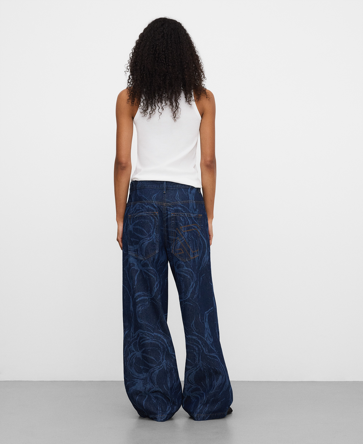 Printed denim oversize trousers image number 2