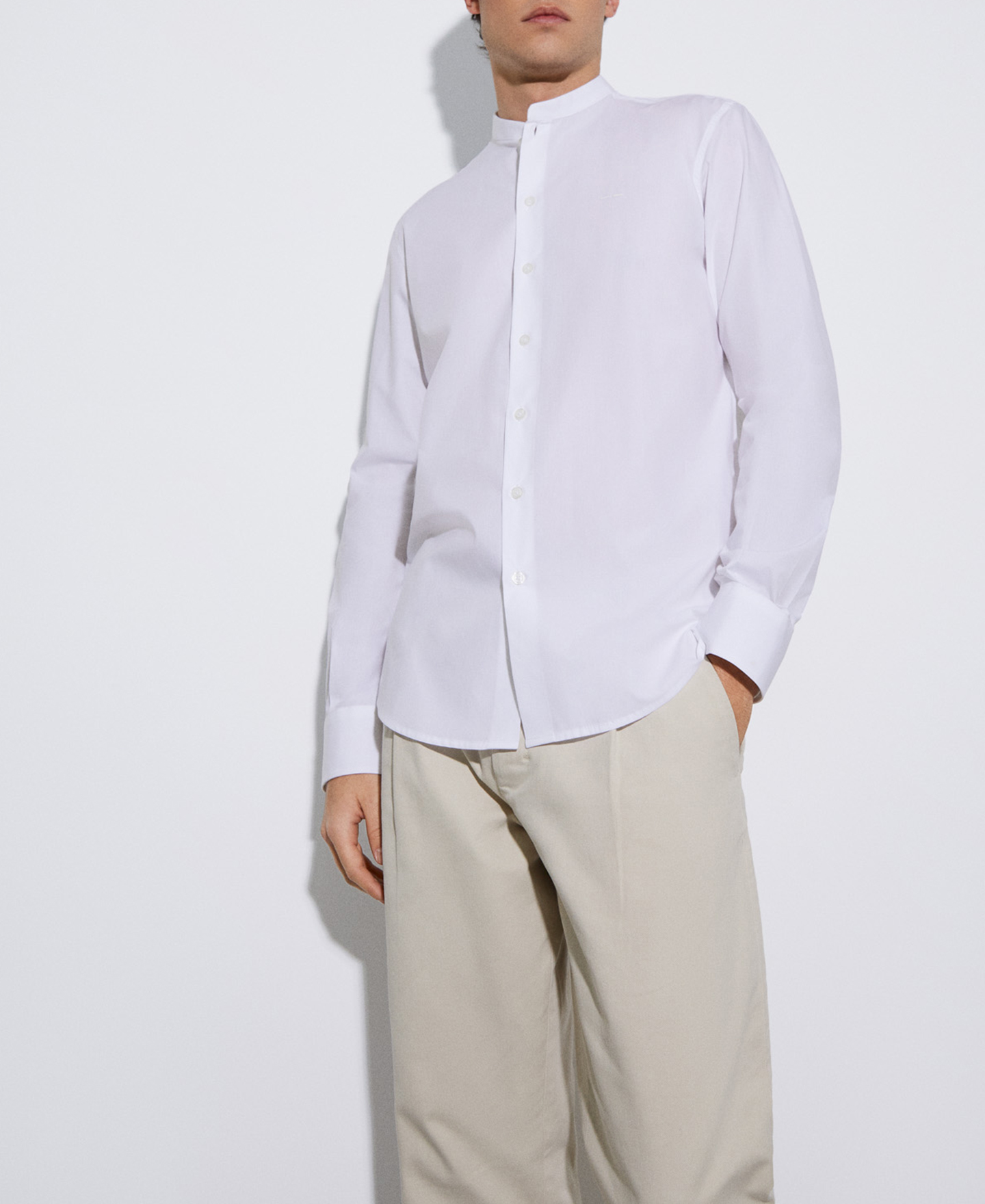 Camisa cuello Mao en algodón responsable image number 0