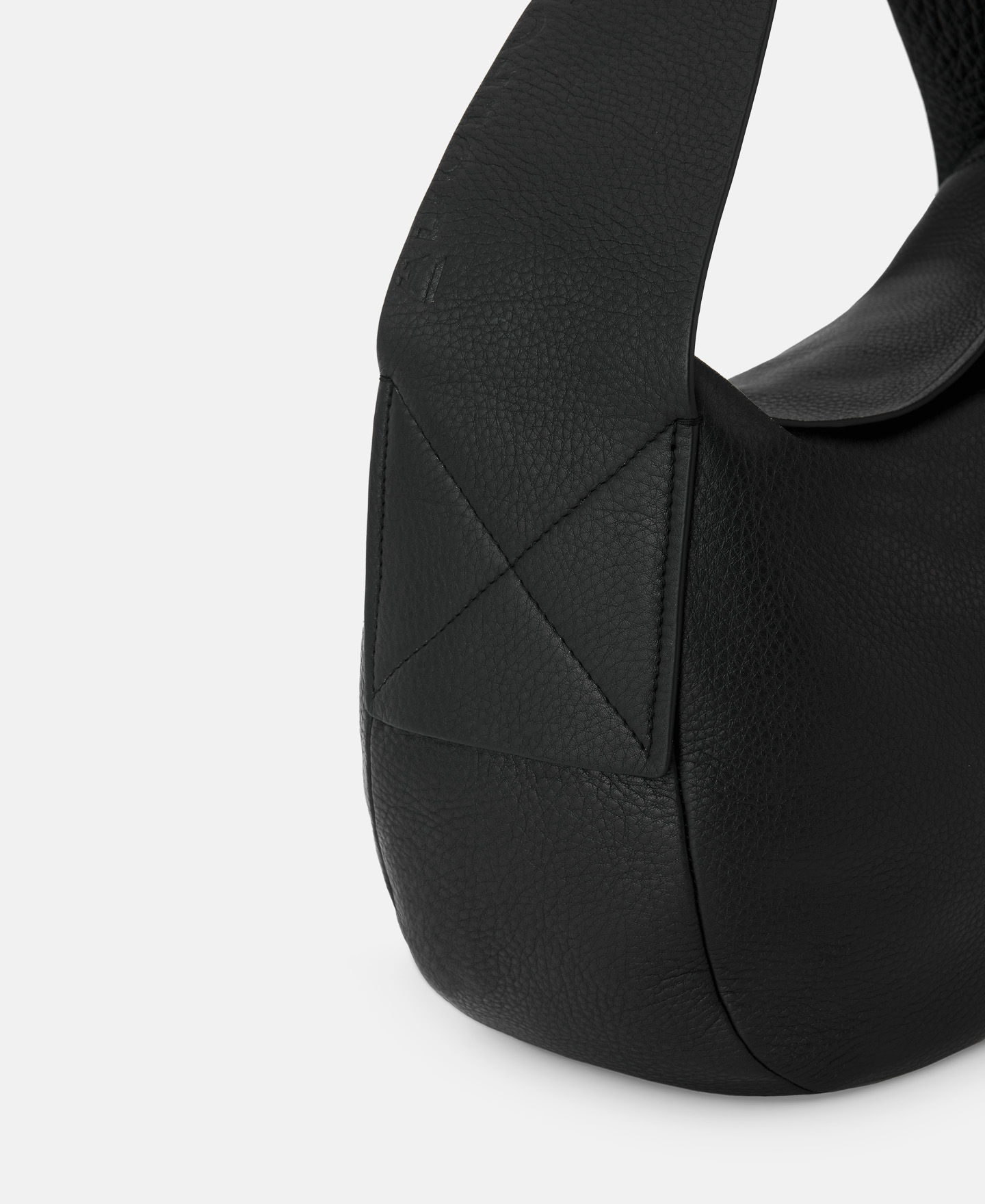 Grained leather horizontal hobo bag image number 1