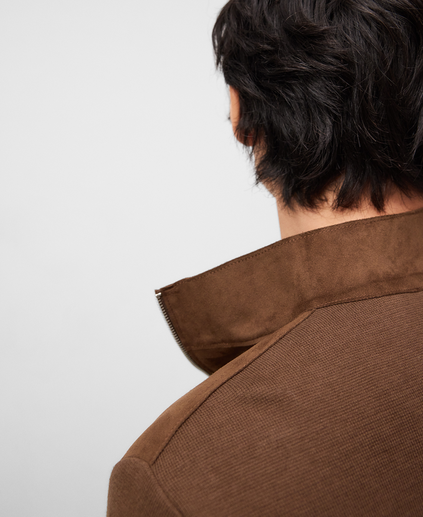 Faux suede and knit cardigan man image number 3