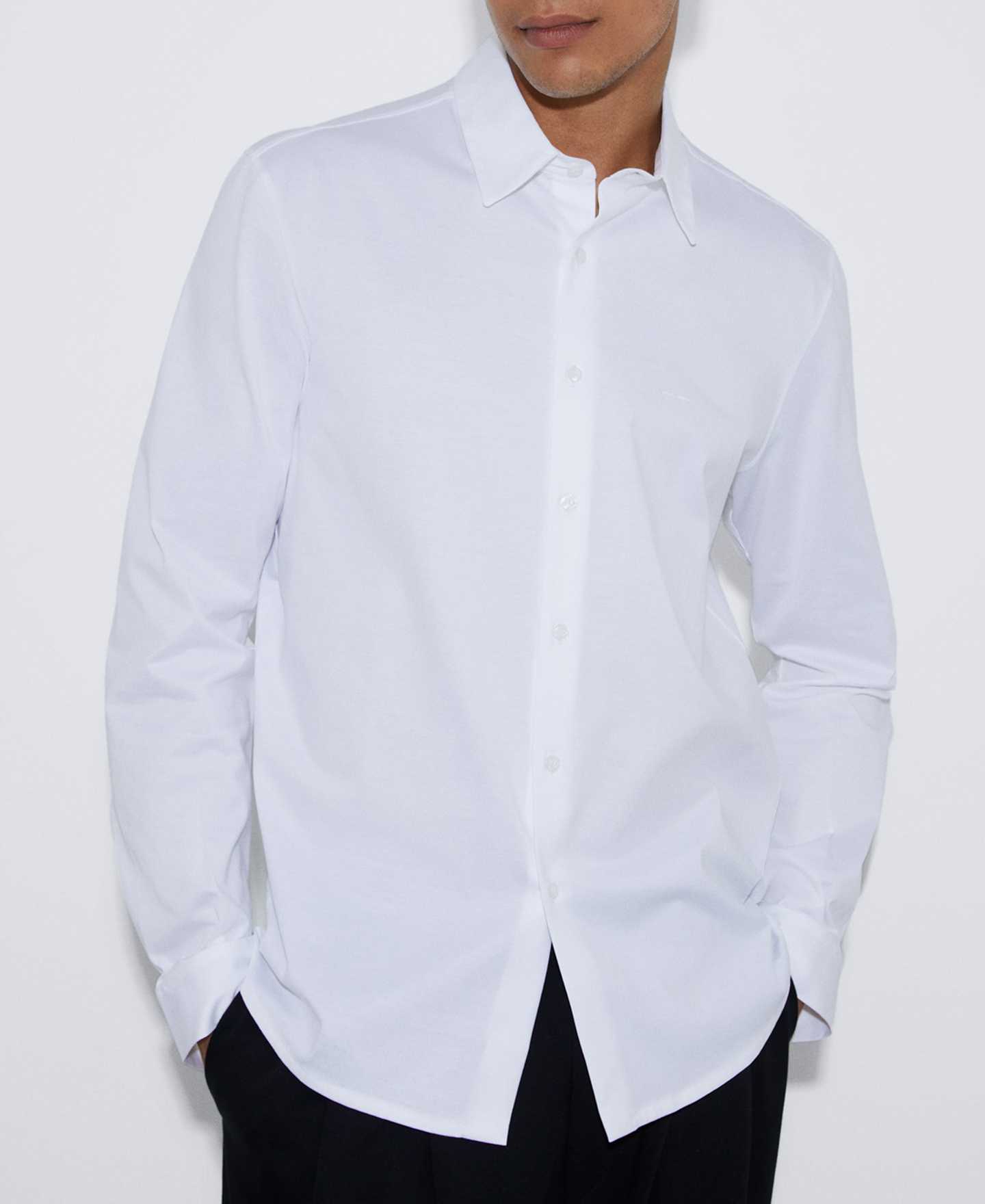 Cotton lapel collar shirt image number 0