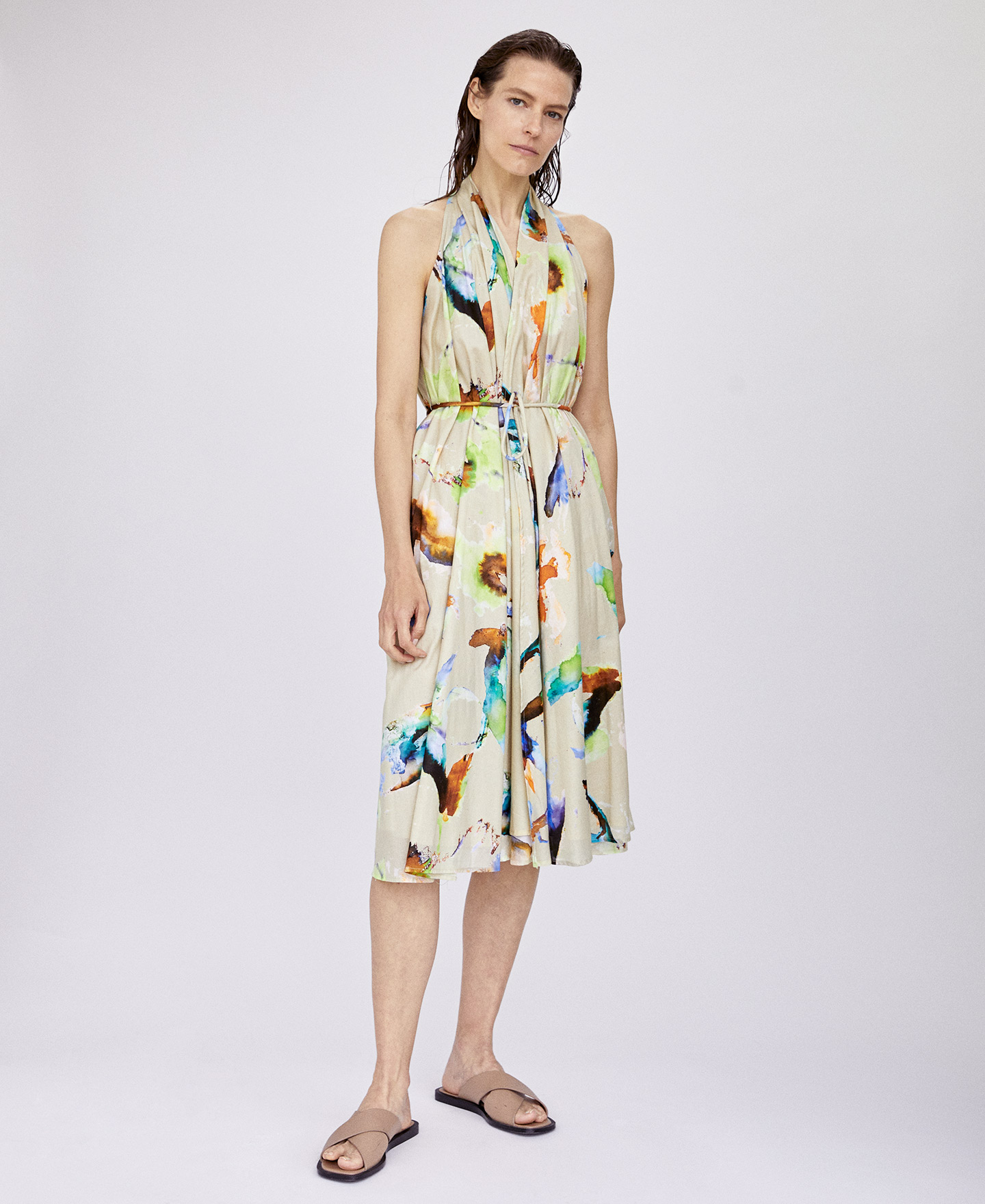 Cotton printed midi dress image number 3