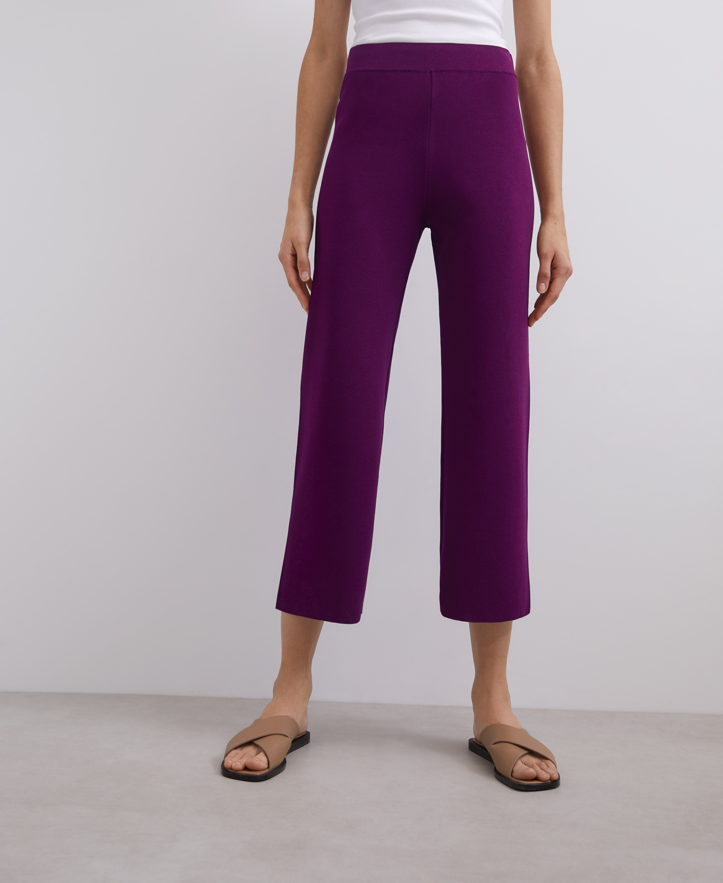 Viscose ribbed knit pants image number 0