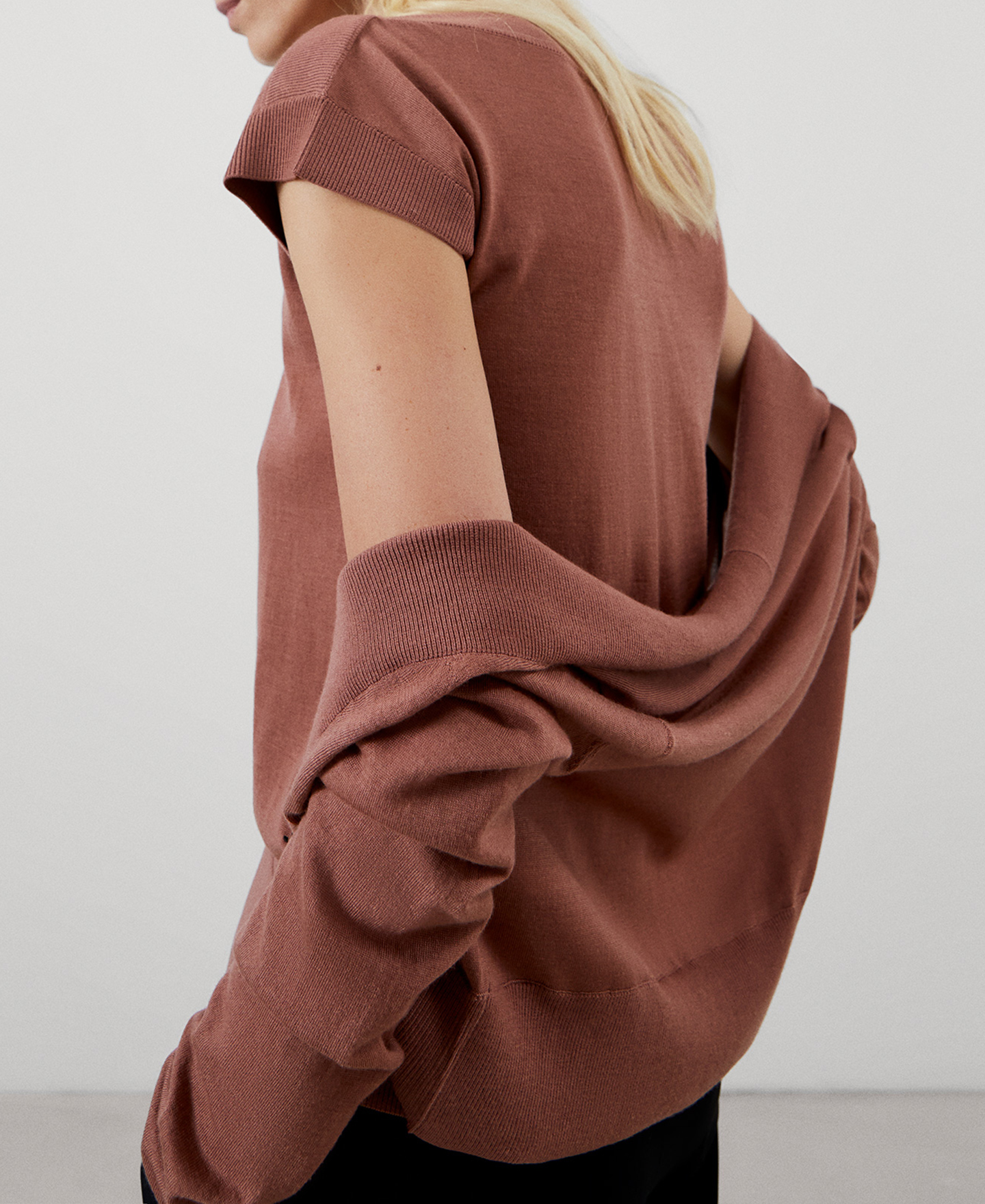 Merino wool bateau neckline top image number 3