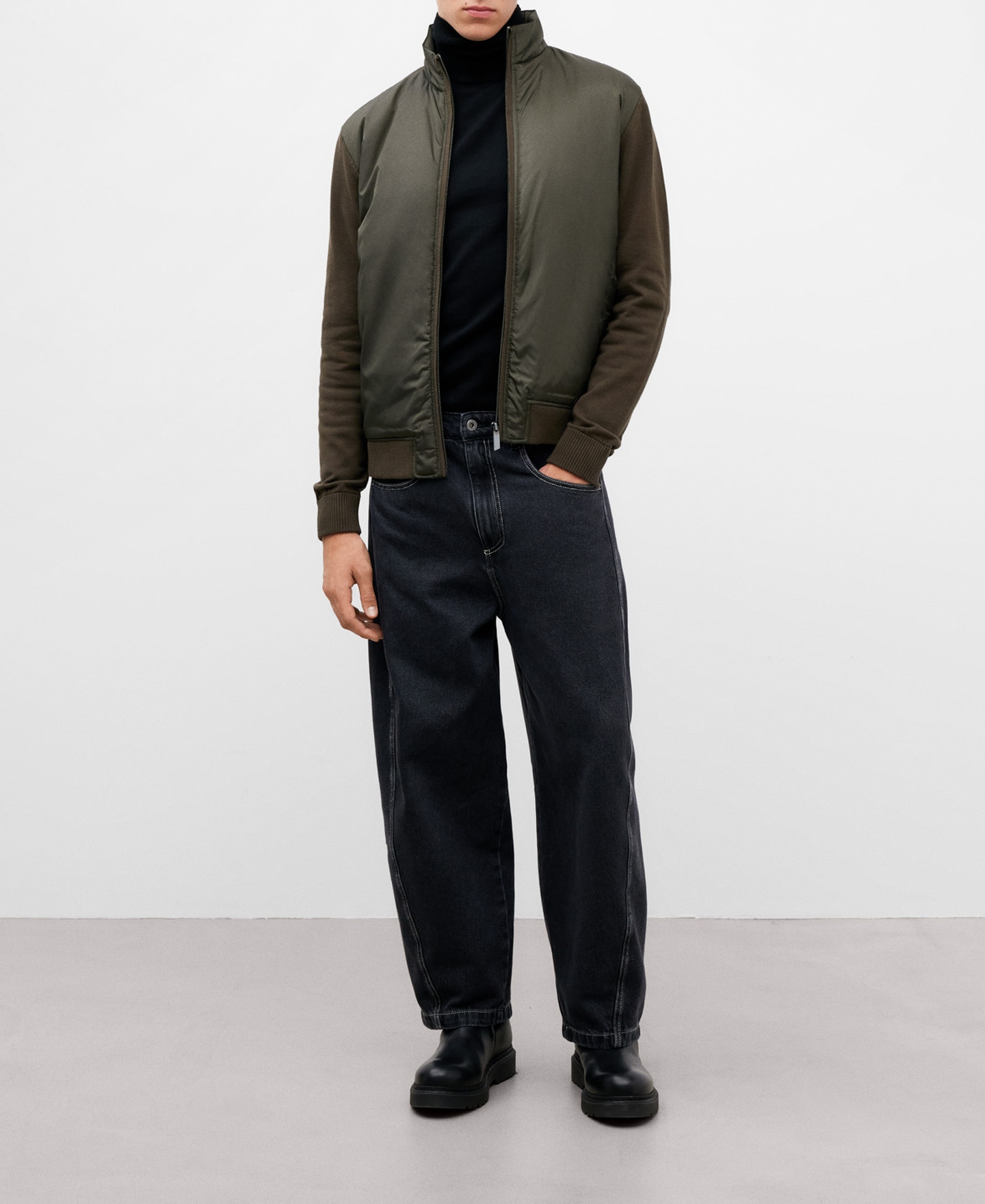 Green cotton cardigan for men image number 1