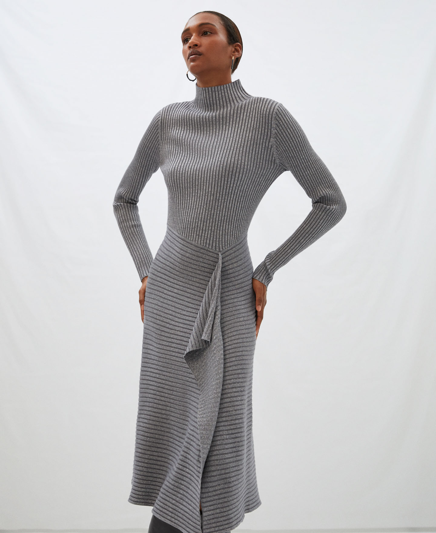 Asymmetrical ribbed knit dress image number 0