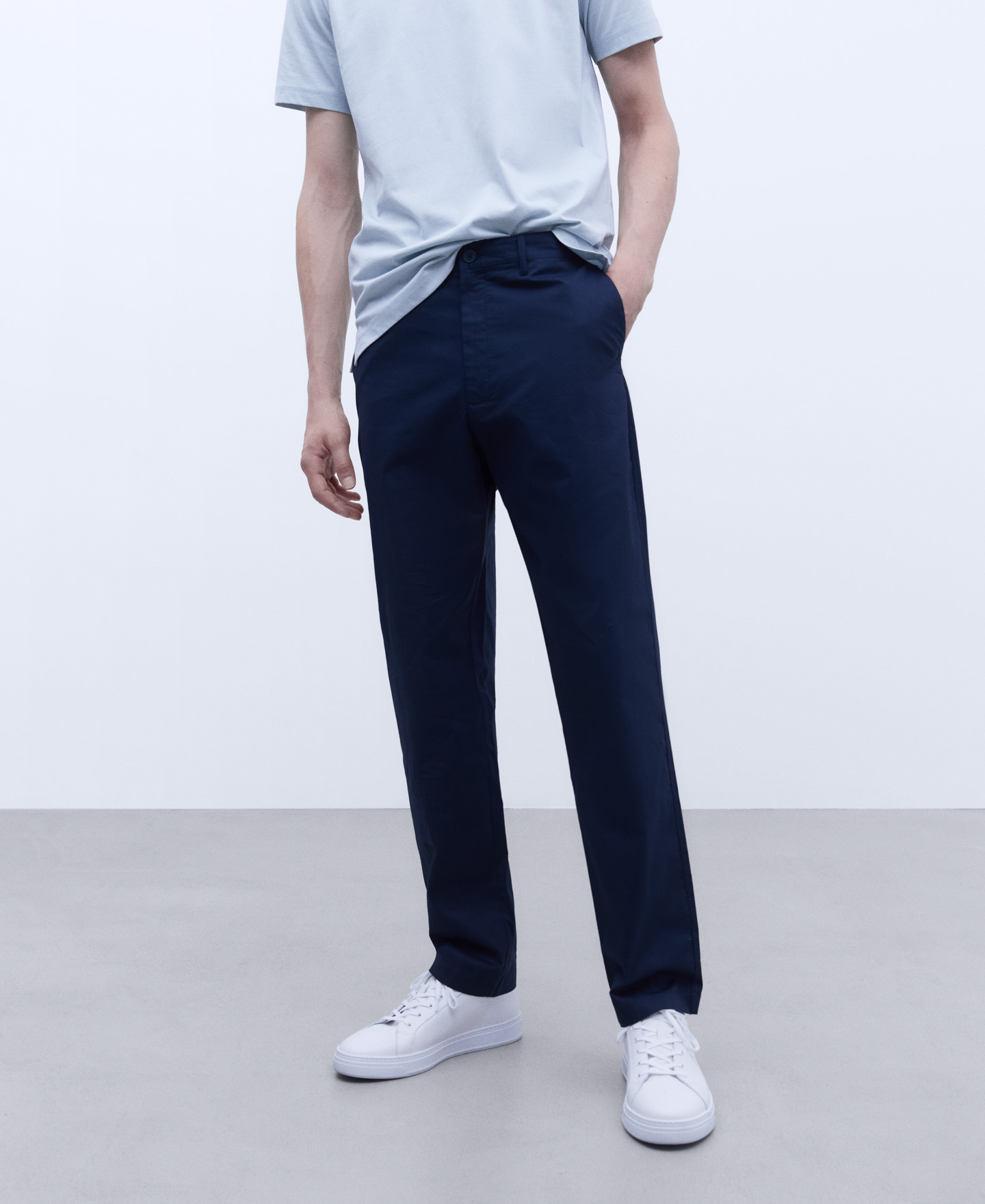 Cotton poplin straight trousers image number 0
