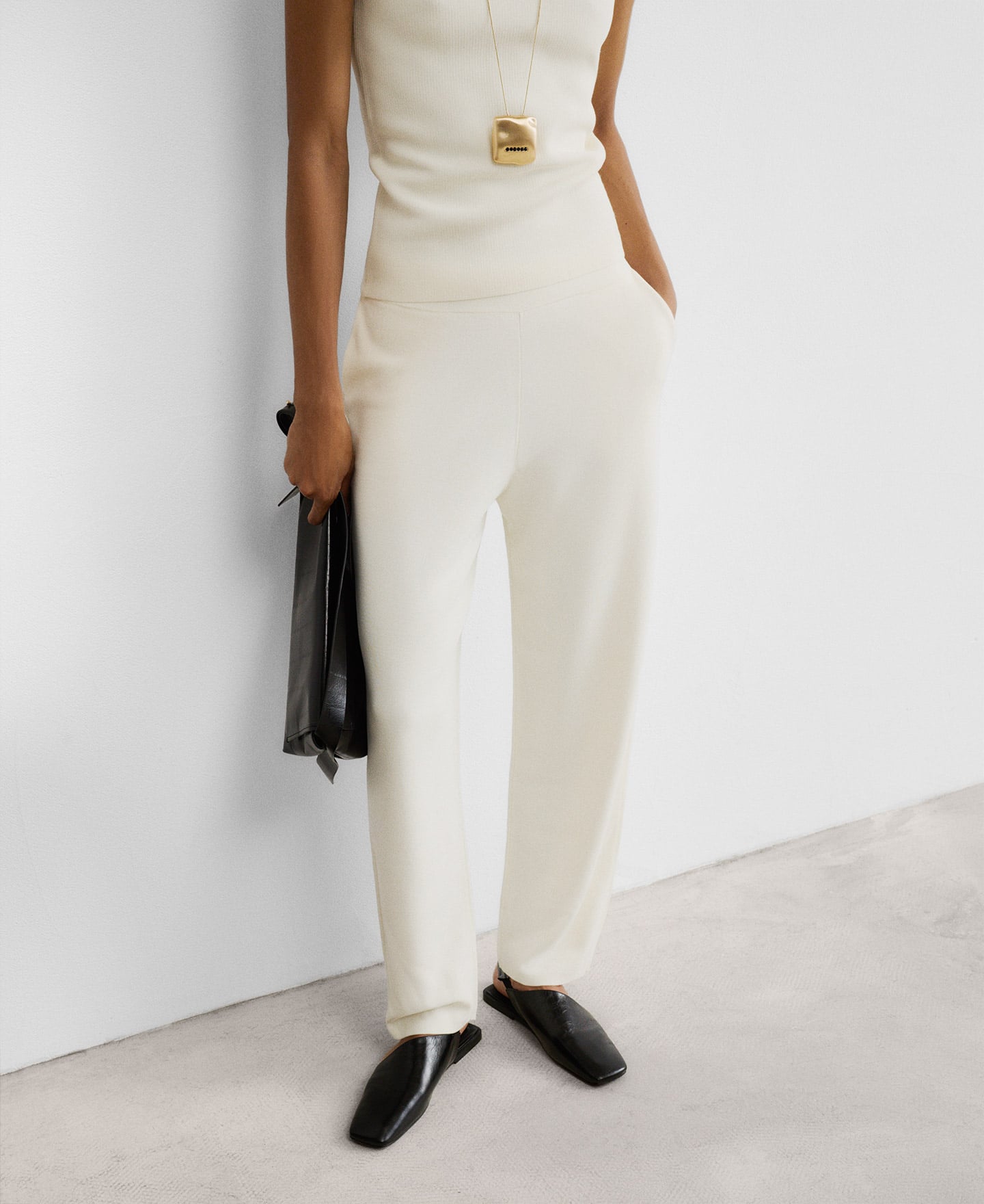 Knit straight trousers image number 0