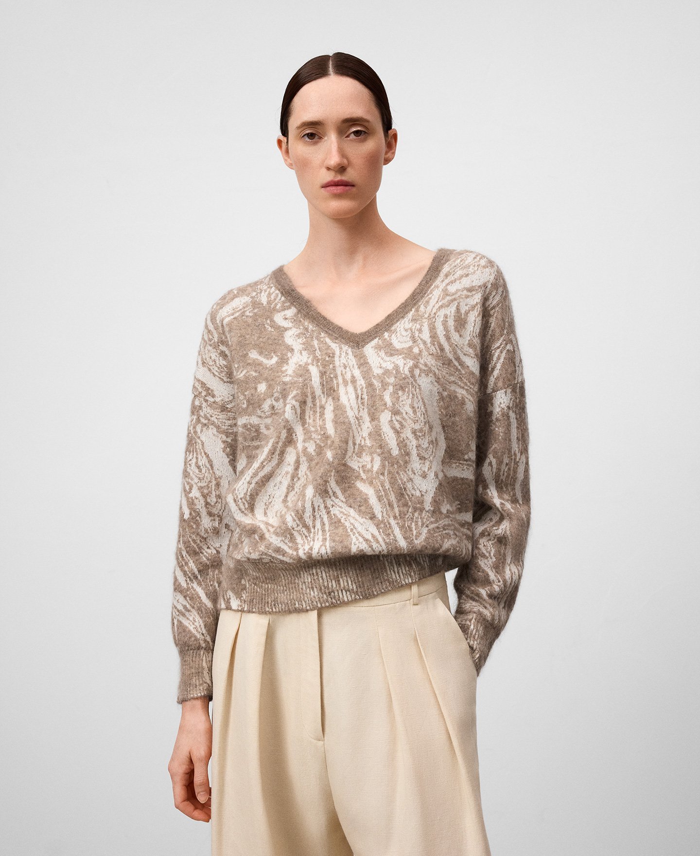 Jersey estampado punto jacquard mujer image number 0