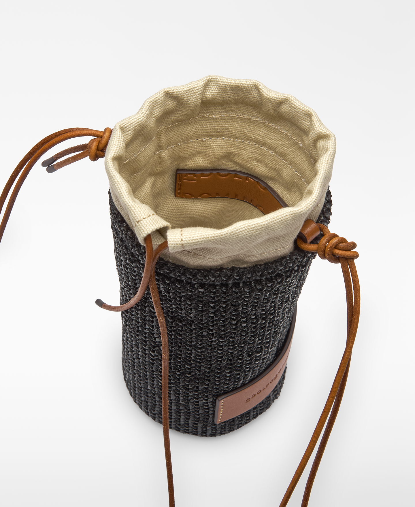 Zylindrische Umh&auml;ngetasche mit Raffia-Struktur image number 2