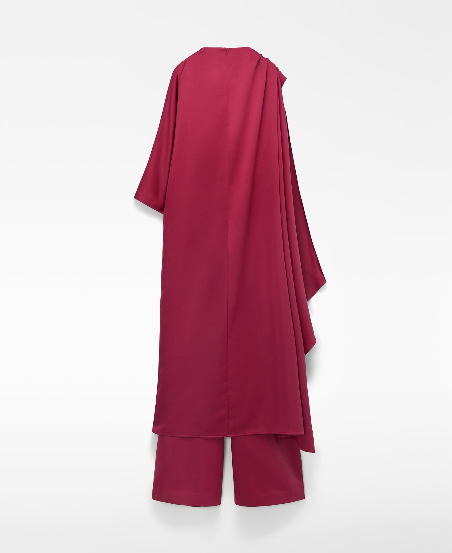 Satin asymmetric jumpsuit with cape image number 5