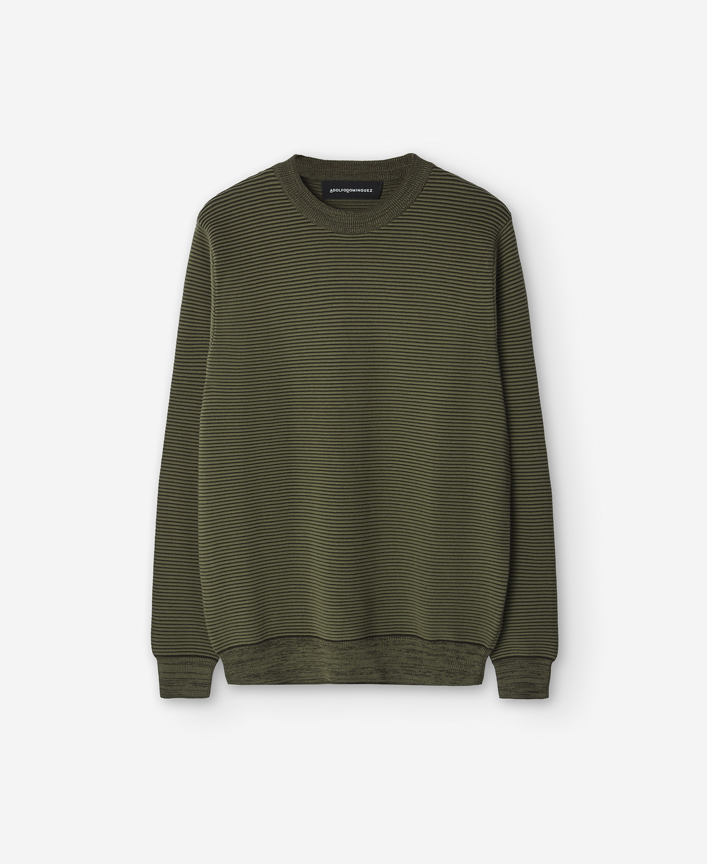Mixed khaki crew neckline sweater image number 4