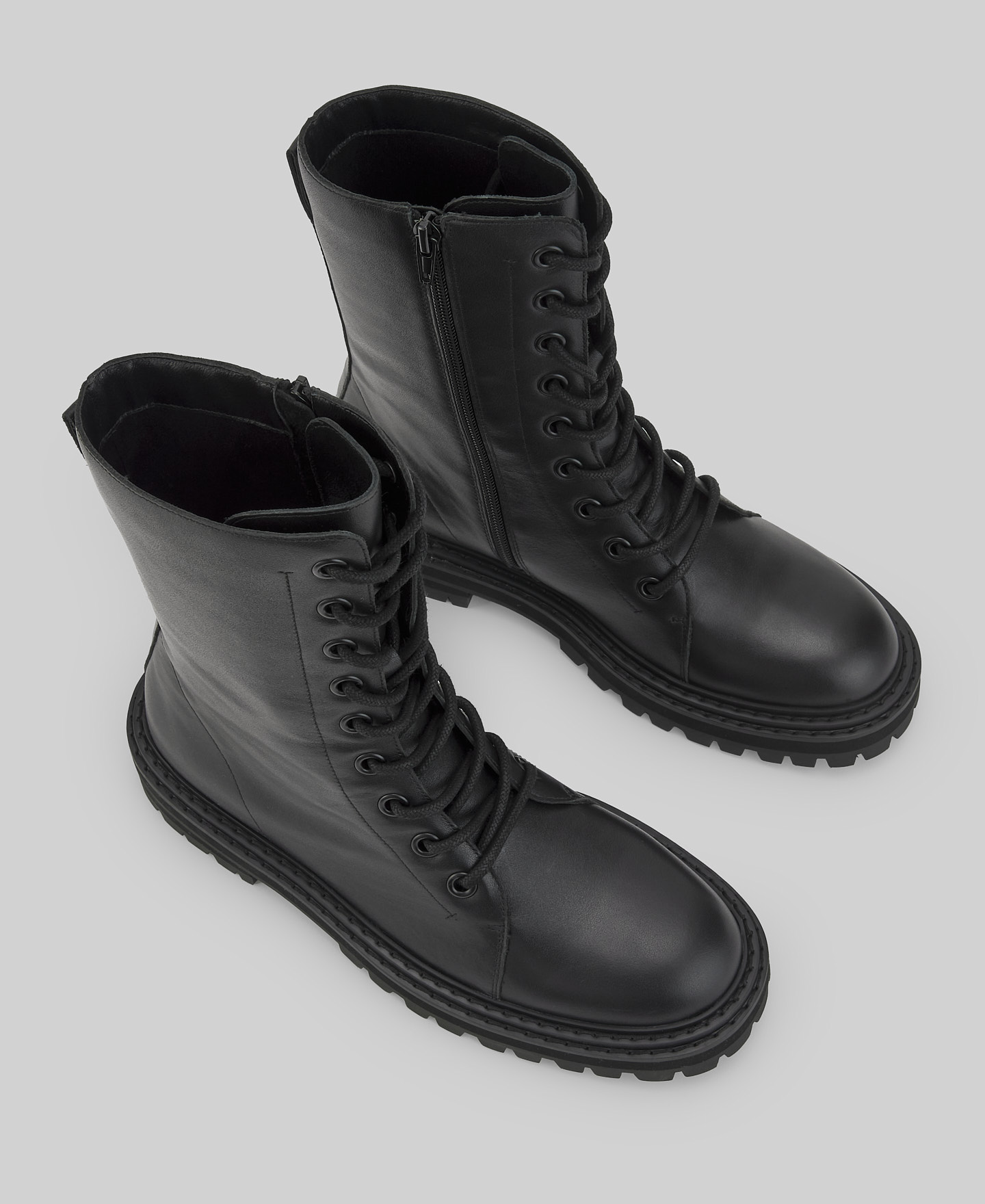 Leather combat boot woman image number 1