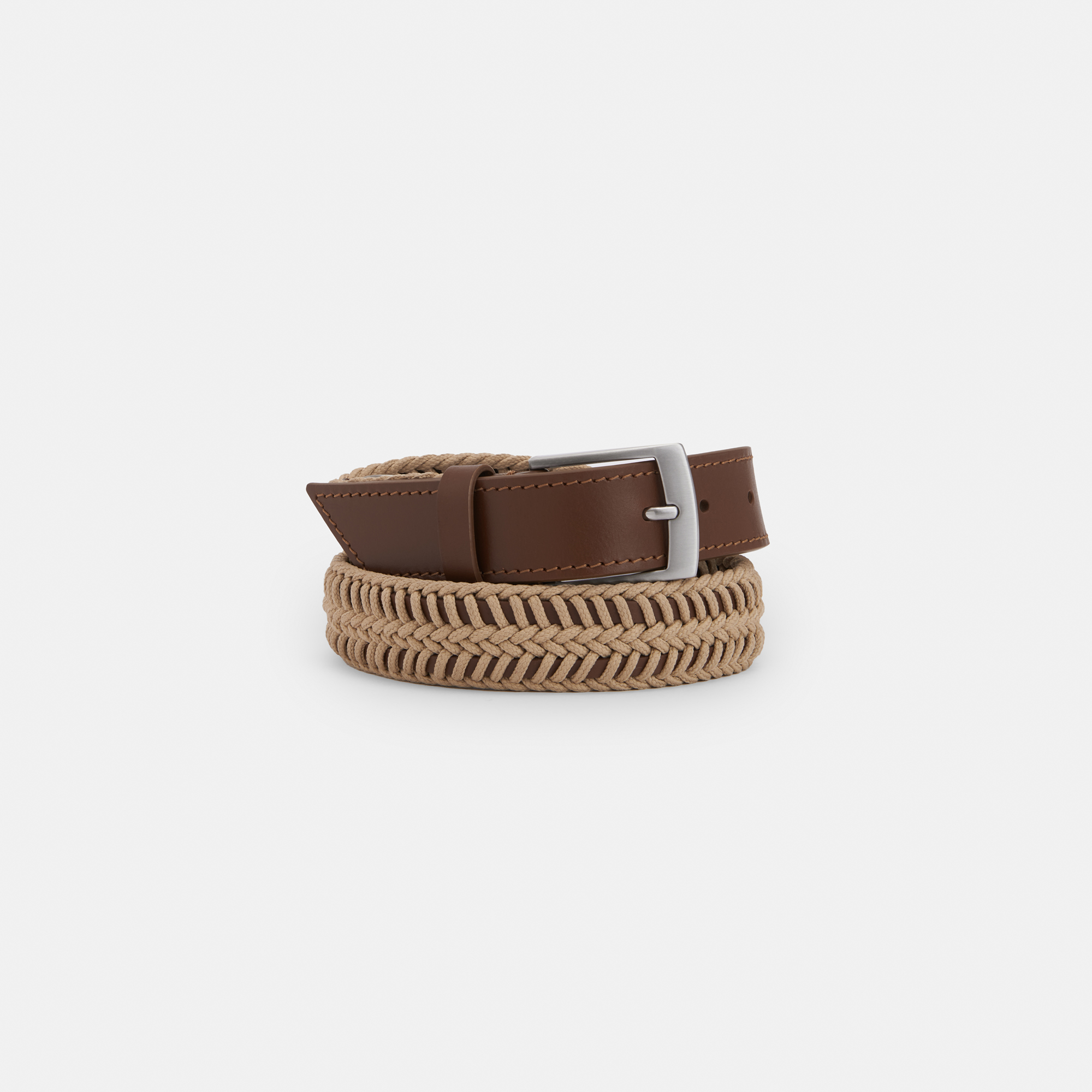 Leather belt with rope details image number 0