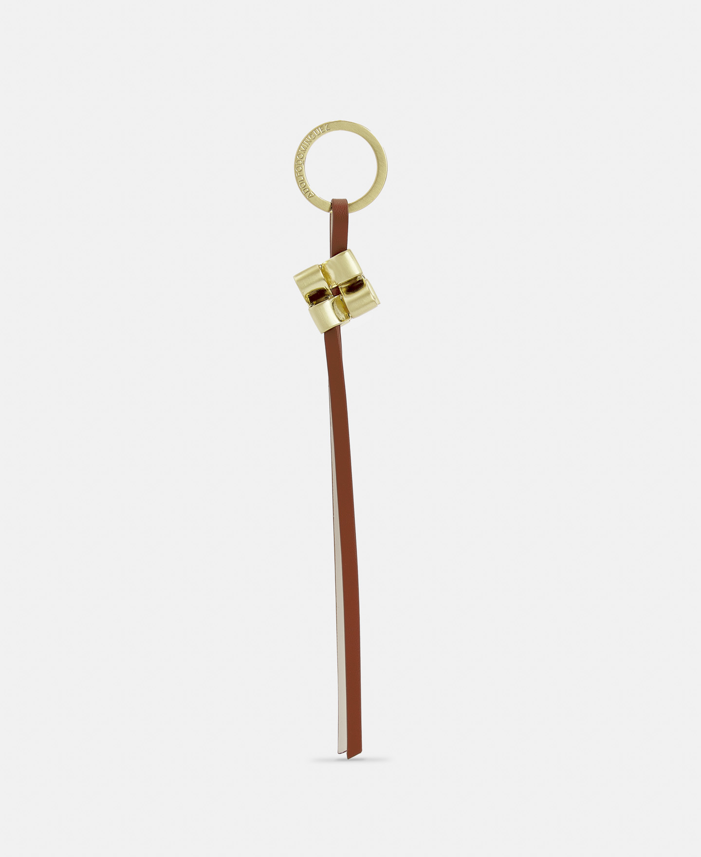 Braided metal and leather keyring image number 0