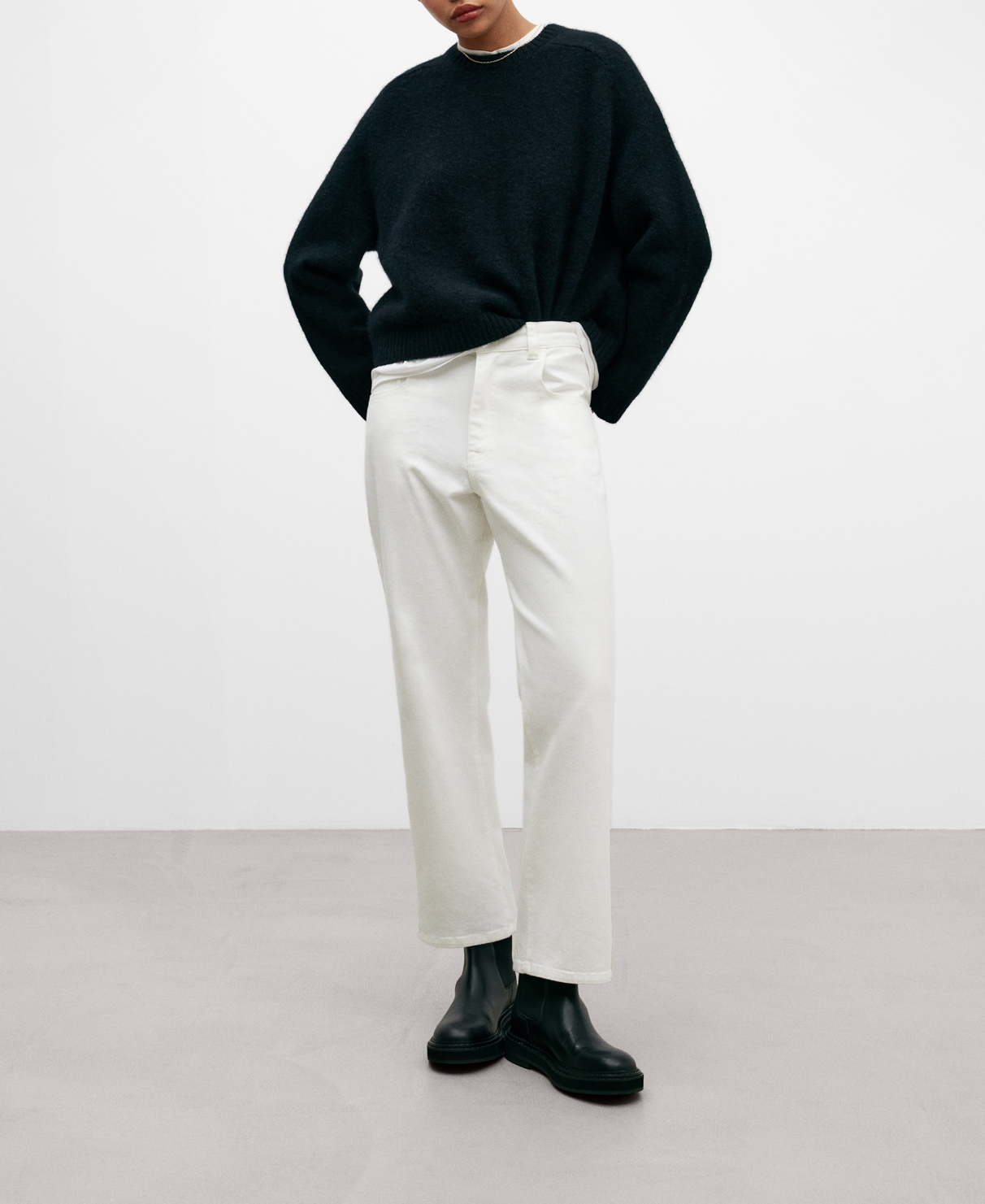 White denim trousers for women image number 1