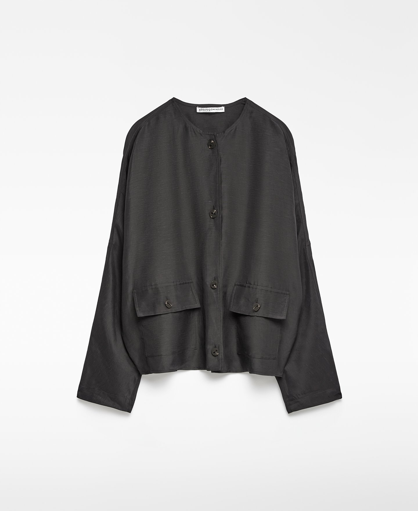 Linen and viscose grey overshirt woman image number 4