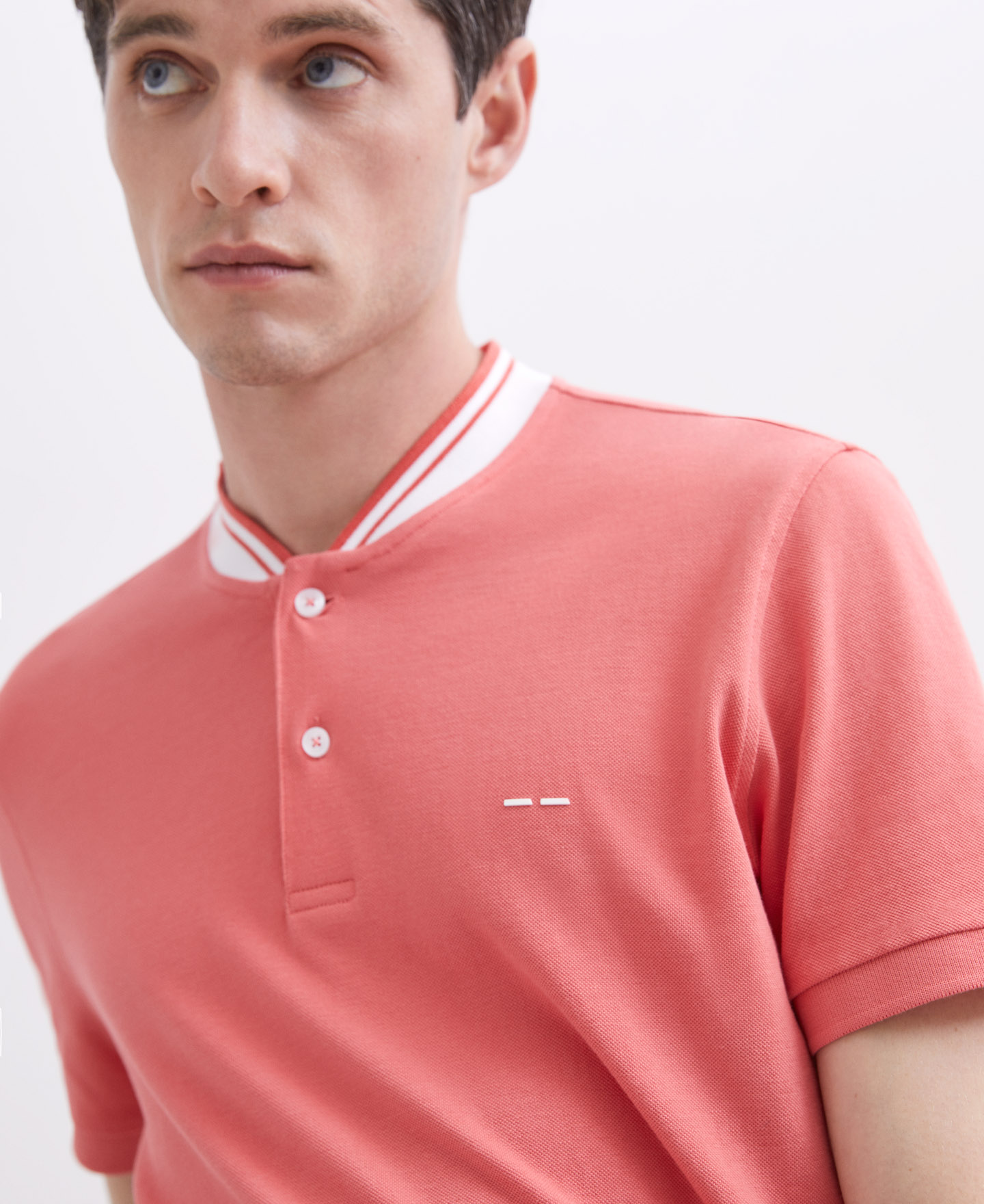 White pique polo shirt image number 2