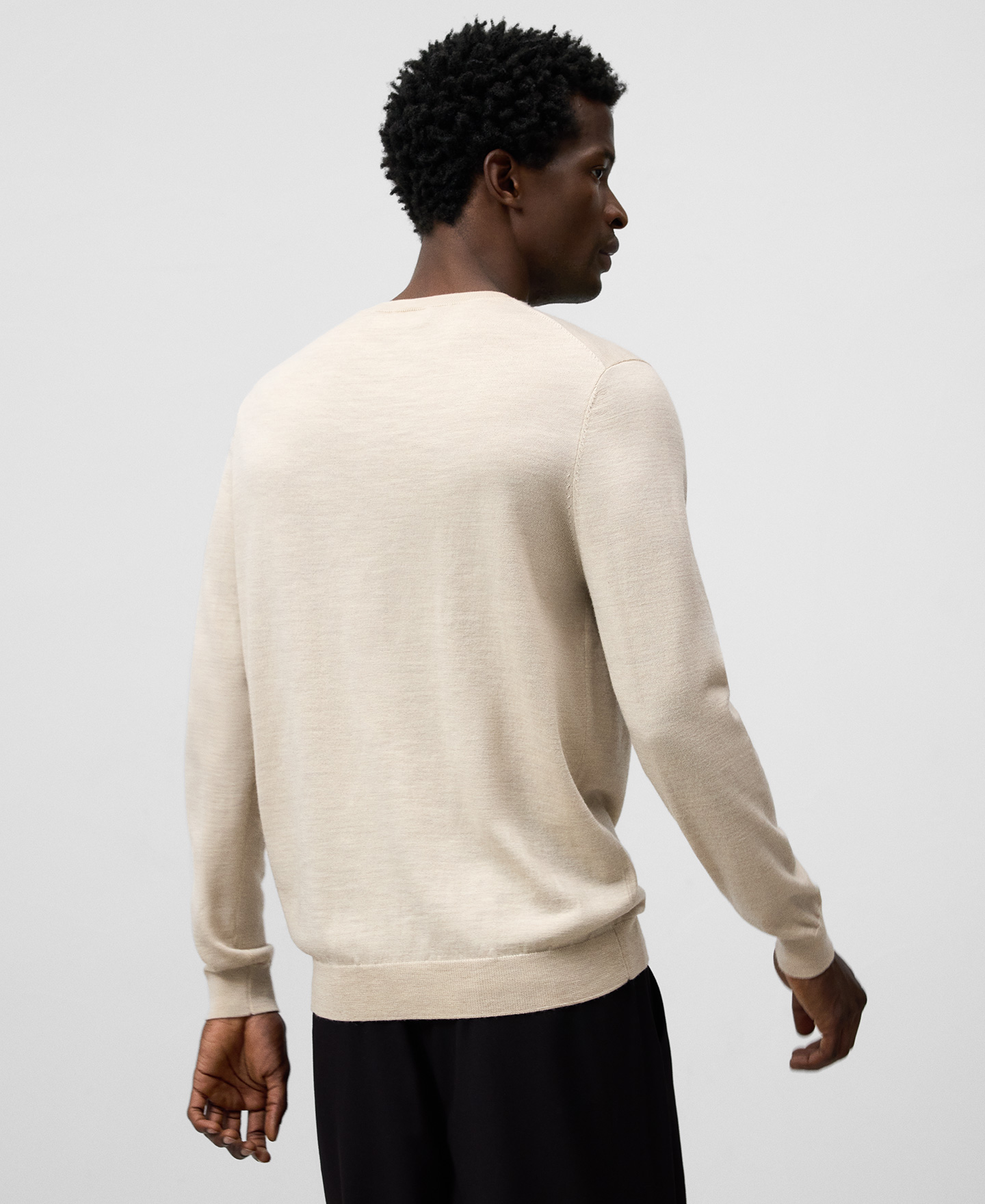 Merino wool crew collar sweater man image number 2