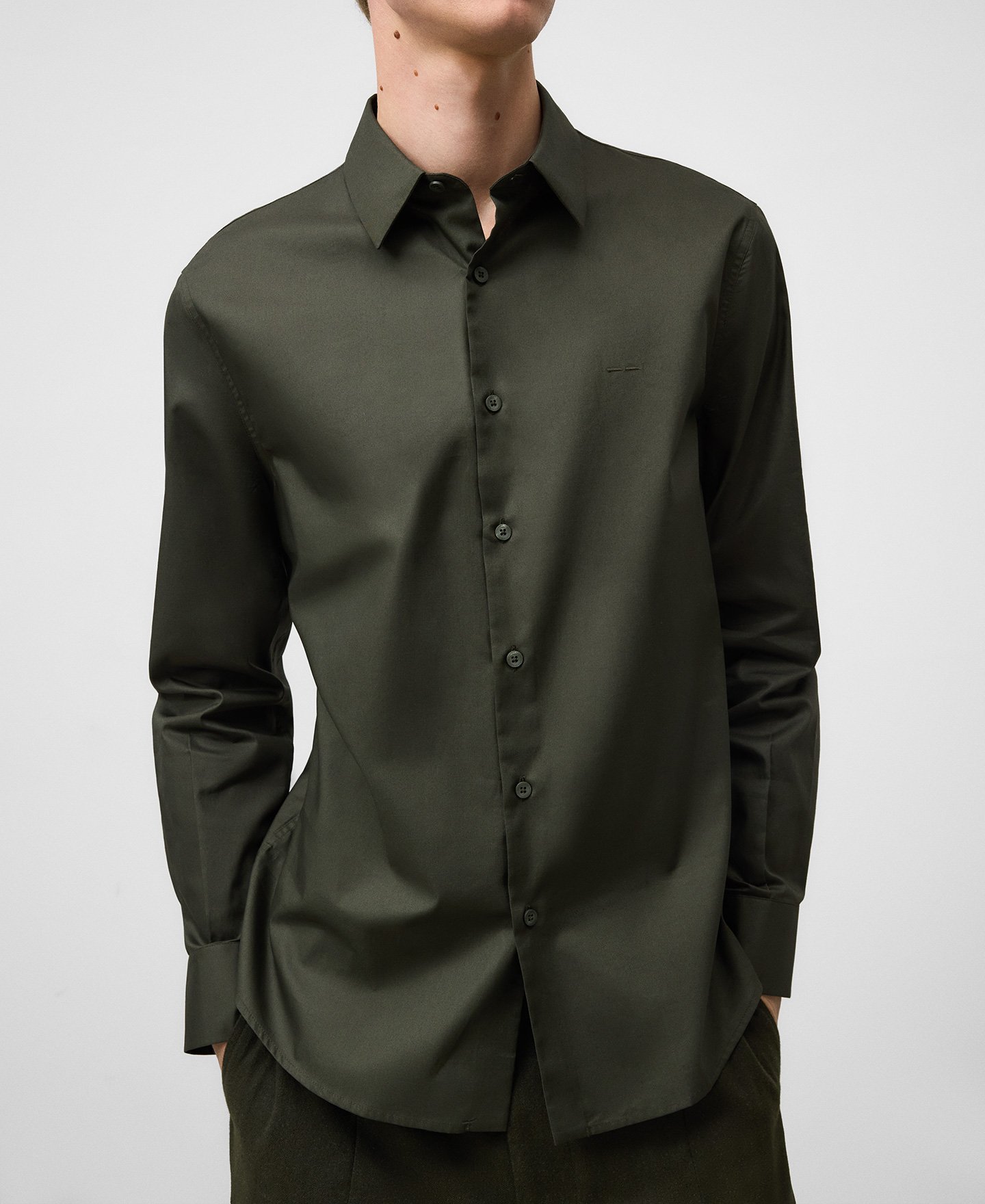 Regular fit lapel collar shirt man image number 0