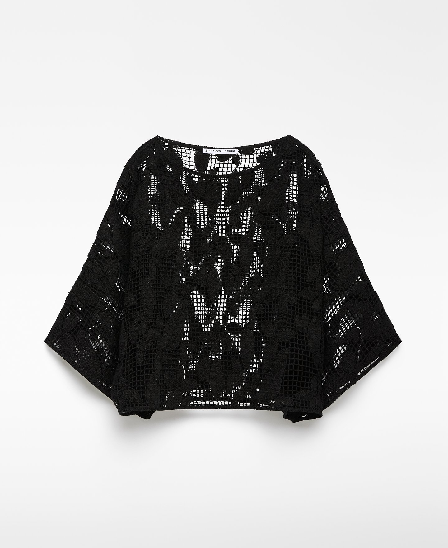 Lece-knit vest with leaves detail woman image number 4