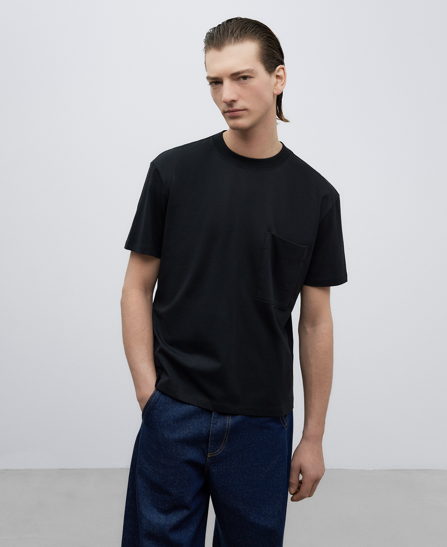 Black cotton T-shirt man | AD Europa