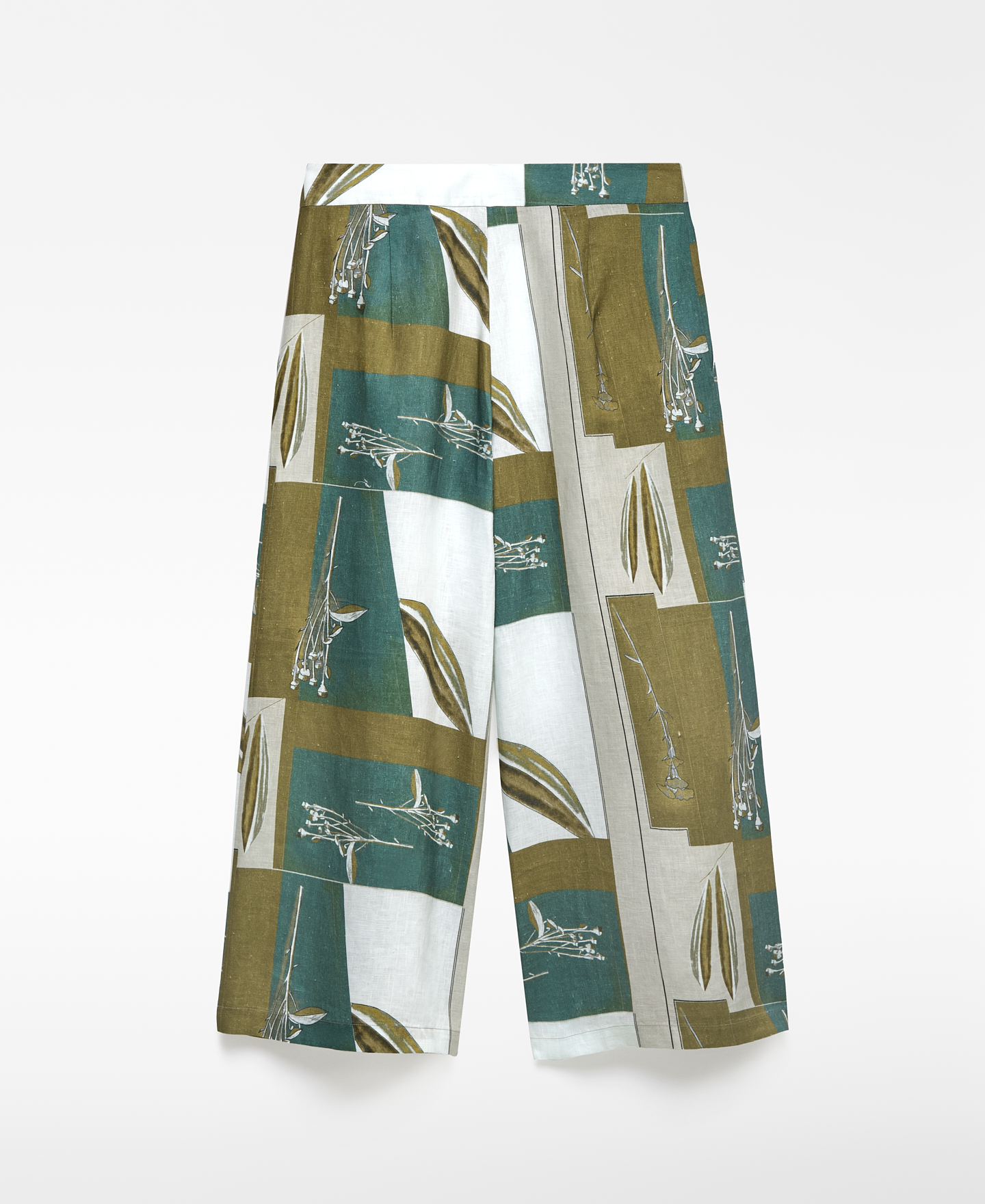 Pantalón tobillero estampado lino mujer image number 5