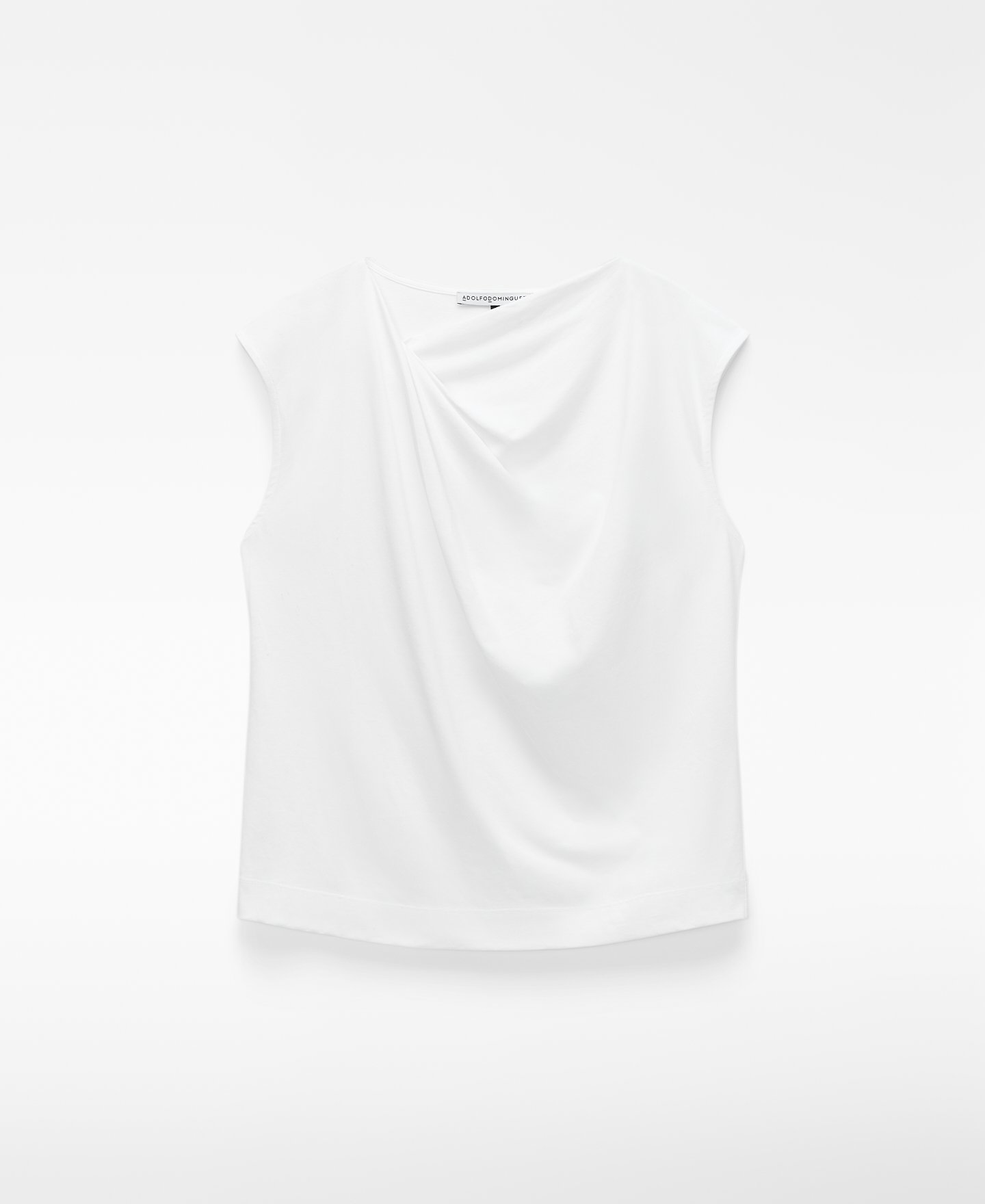 Cotton draped collar straight-cut shirt image number 0