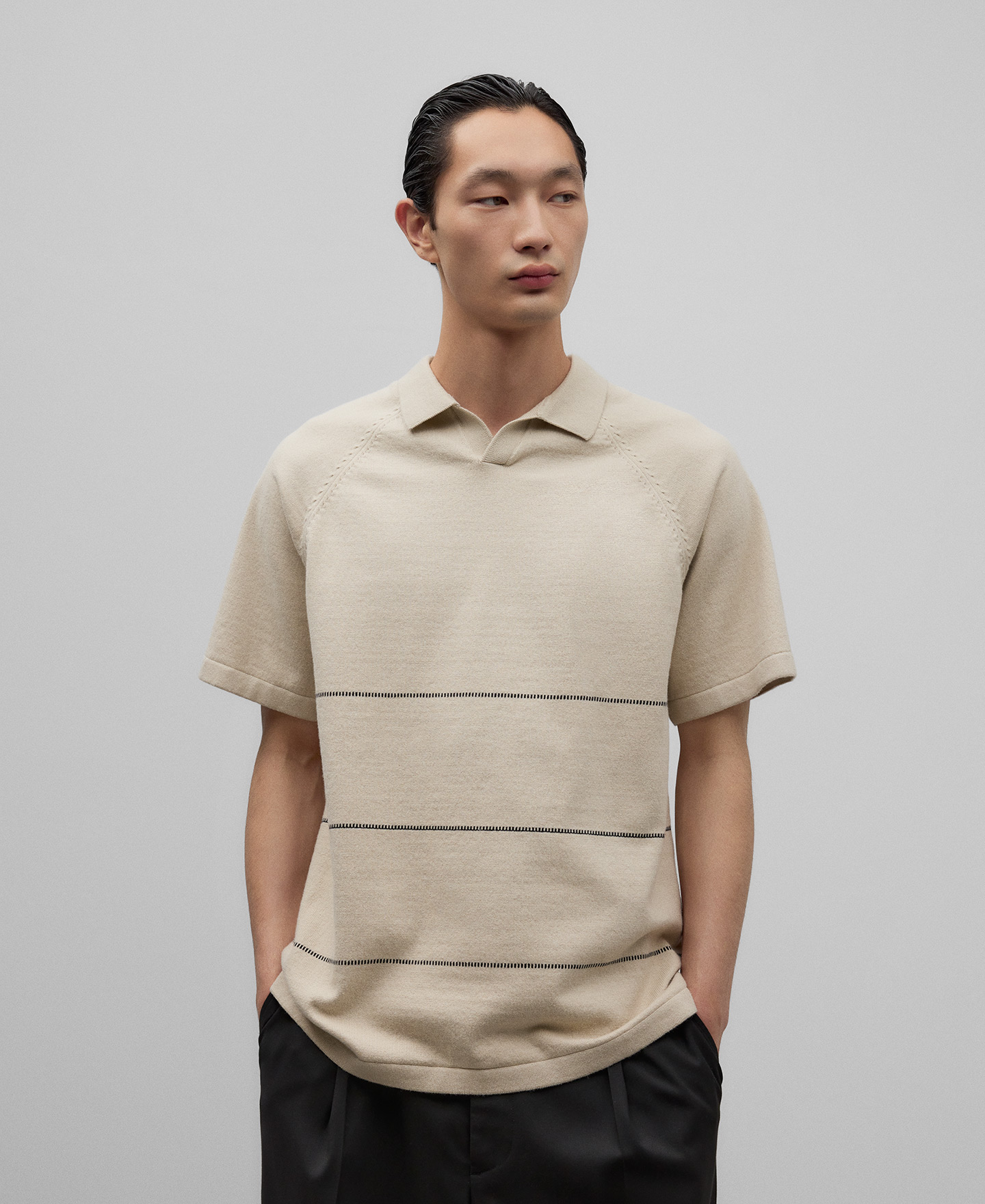 Polo en coton à rayure discontinue homme image number 0