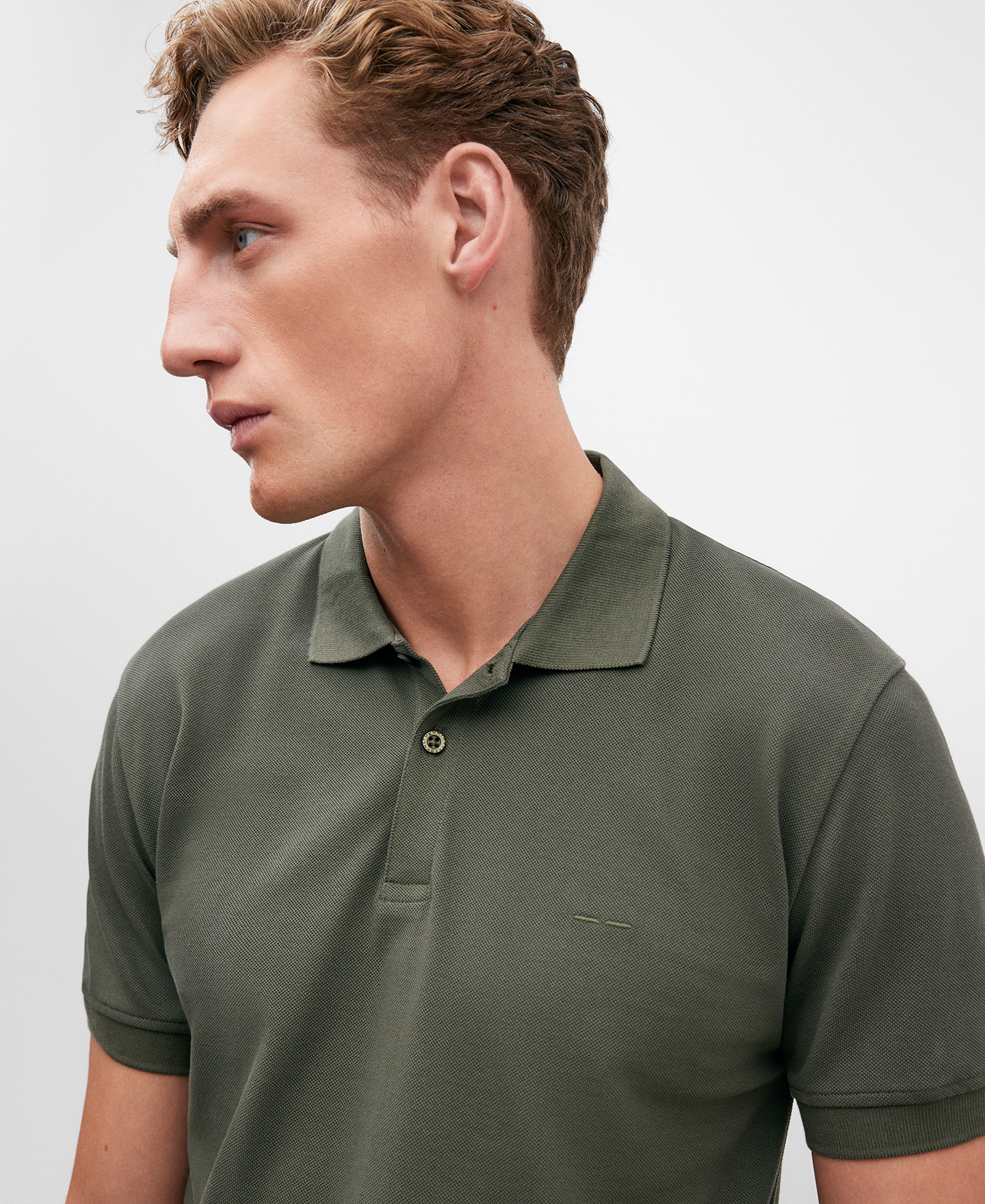 Polo piqué algodón verde oscuro hombre image number 3