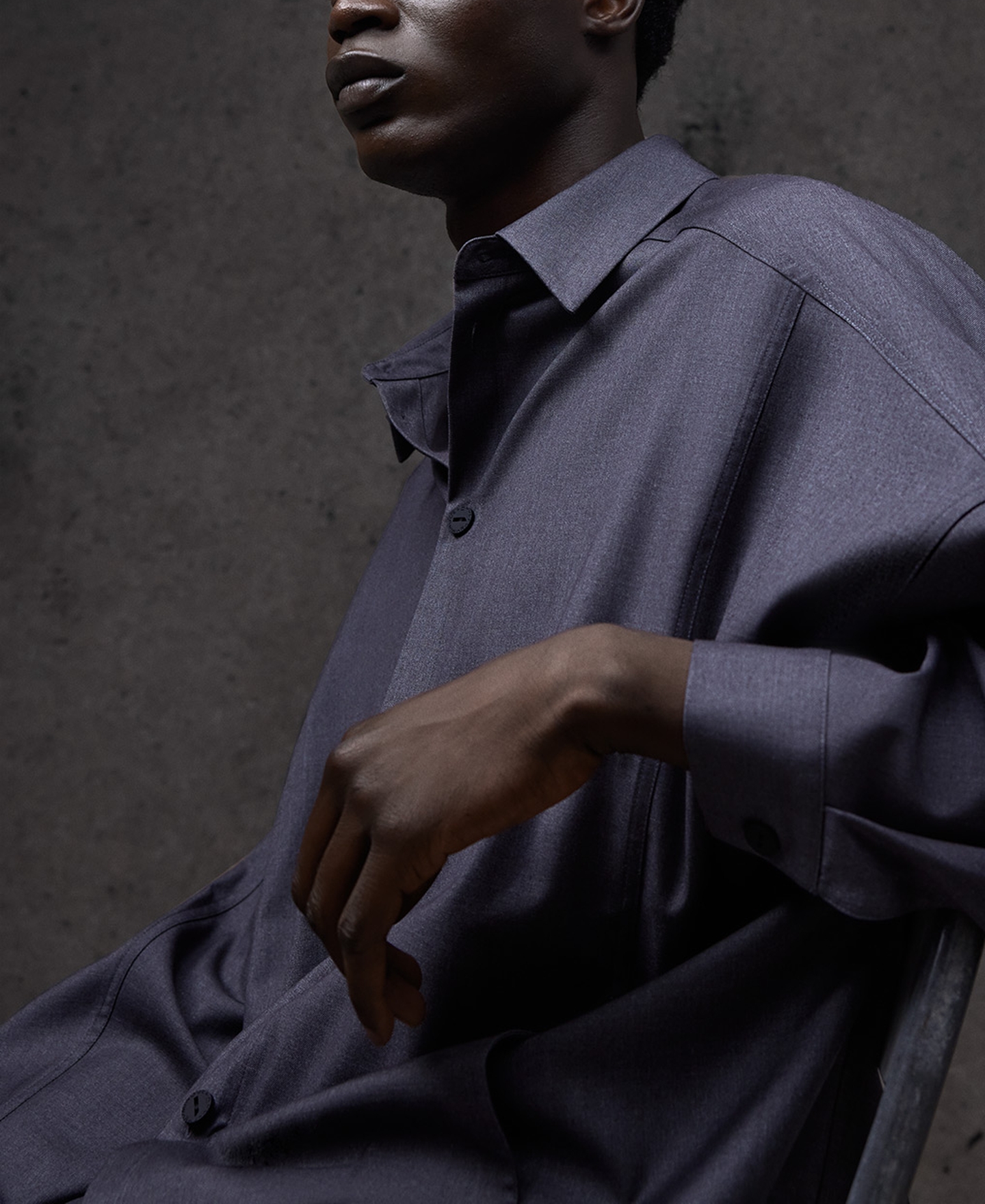 Melange grey overshirt man image number 3