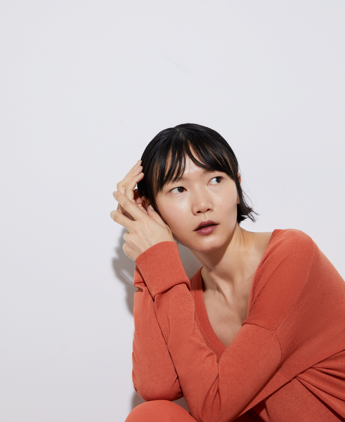Linen and polyester neckline sweater image number 3