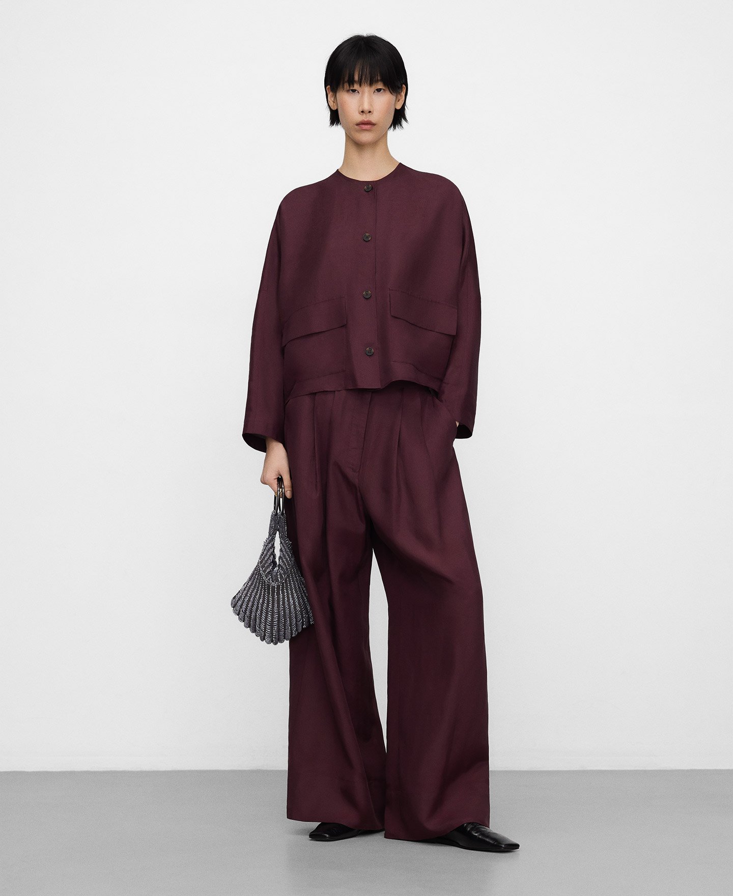 Double-pleated wide-leg trousers image number 1