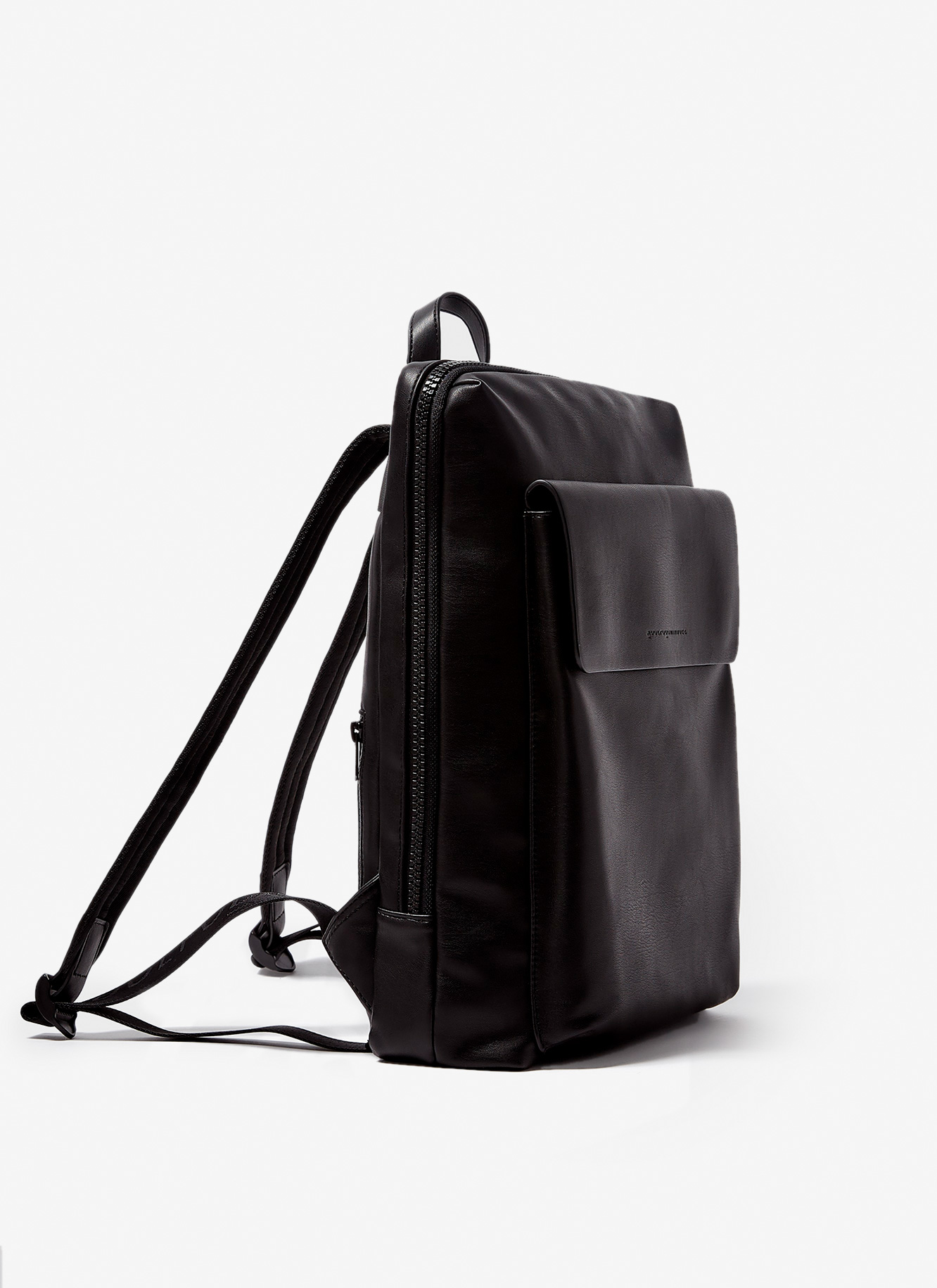 Faux-leather rectangular backpack image number 1