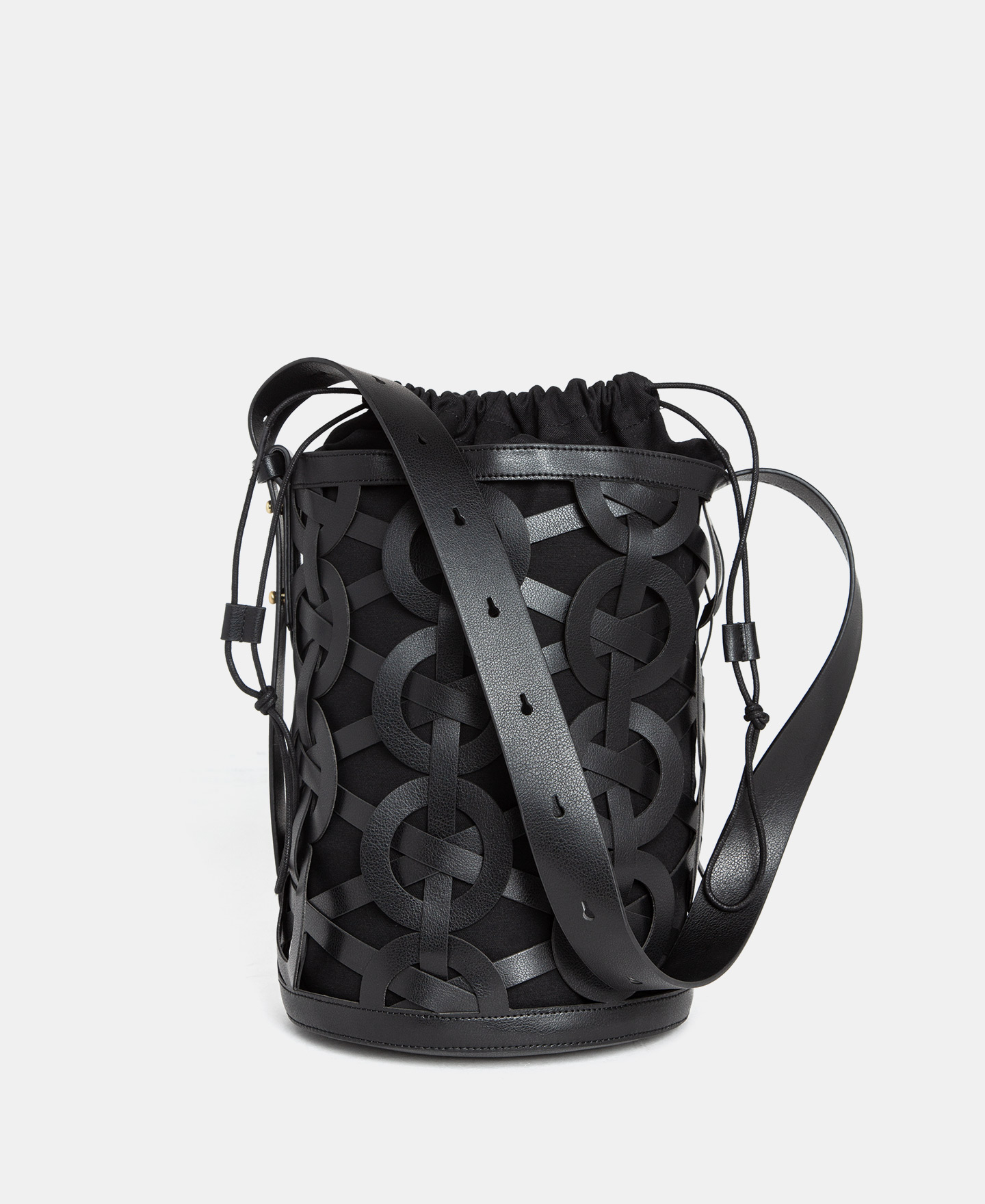 Braided shoulder bag in leather texture image number 0