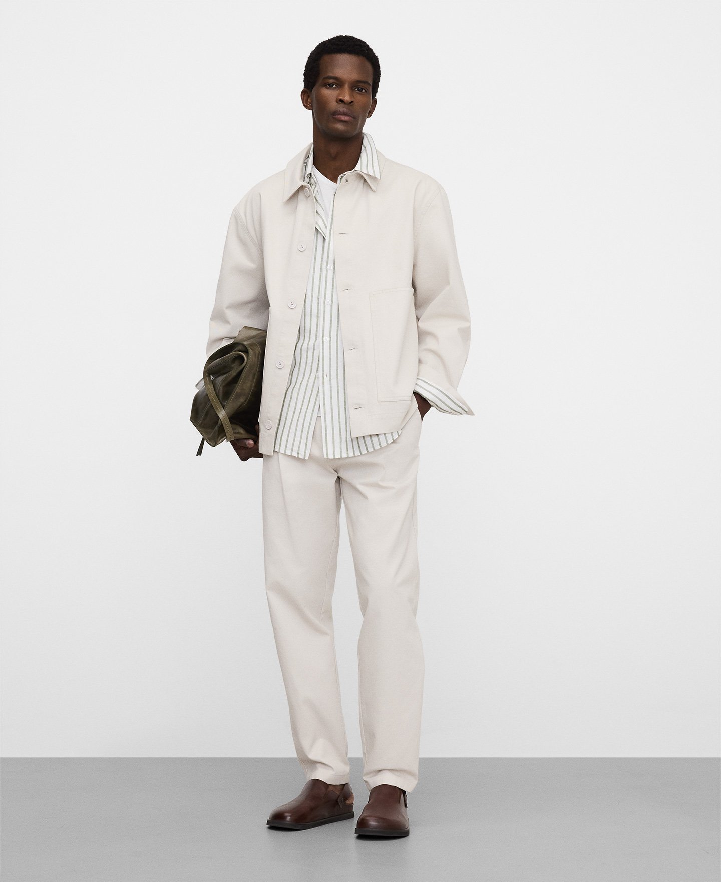 Relaxed fit pleated chino trousers image number 1