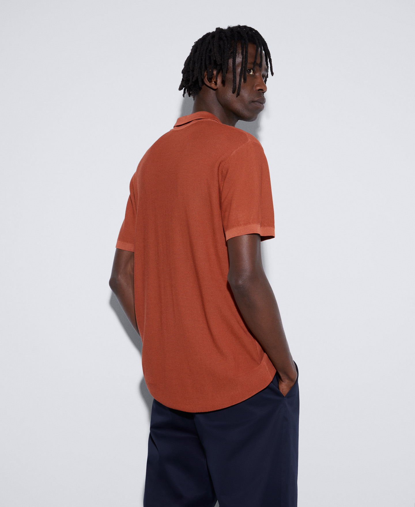 Cotton and viscose two button polo shirt image number 2