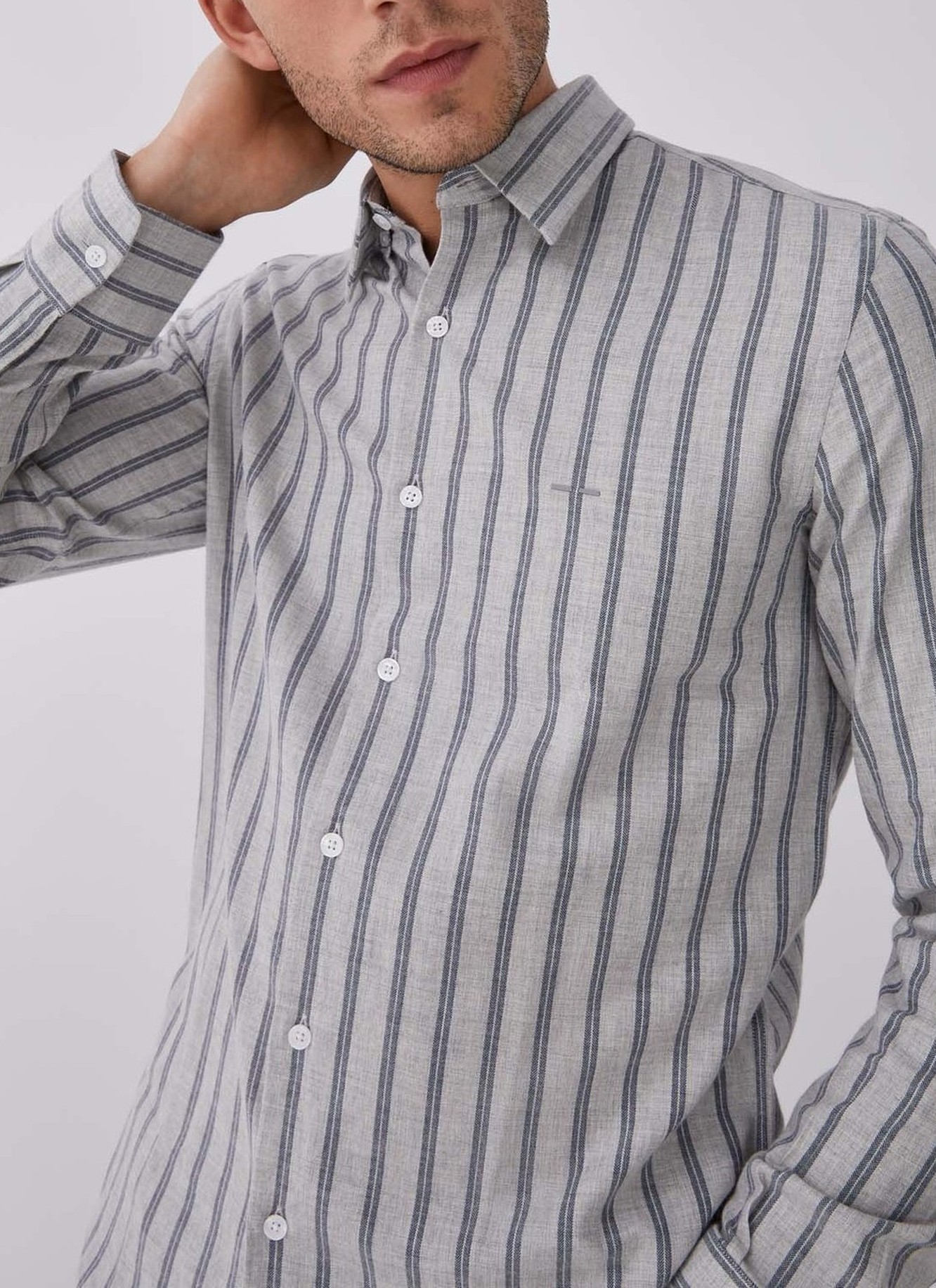 Camisa de algodón con print de rayas image number 0