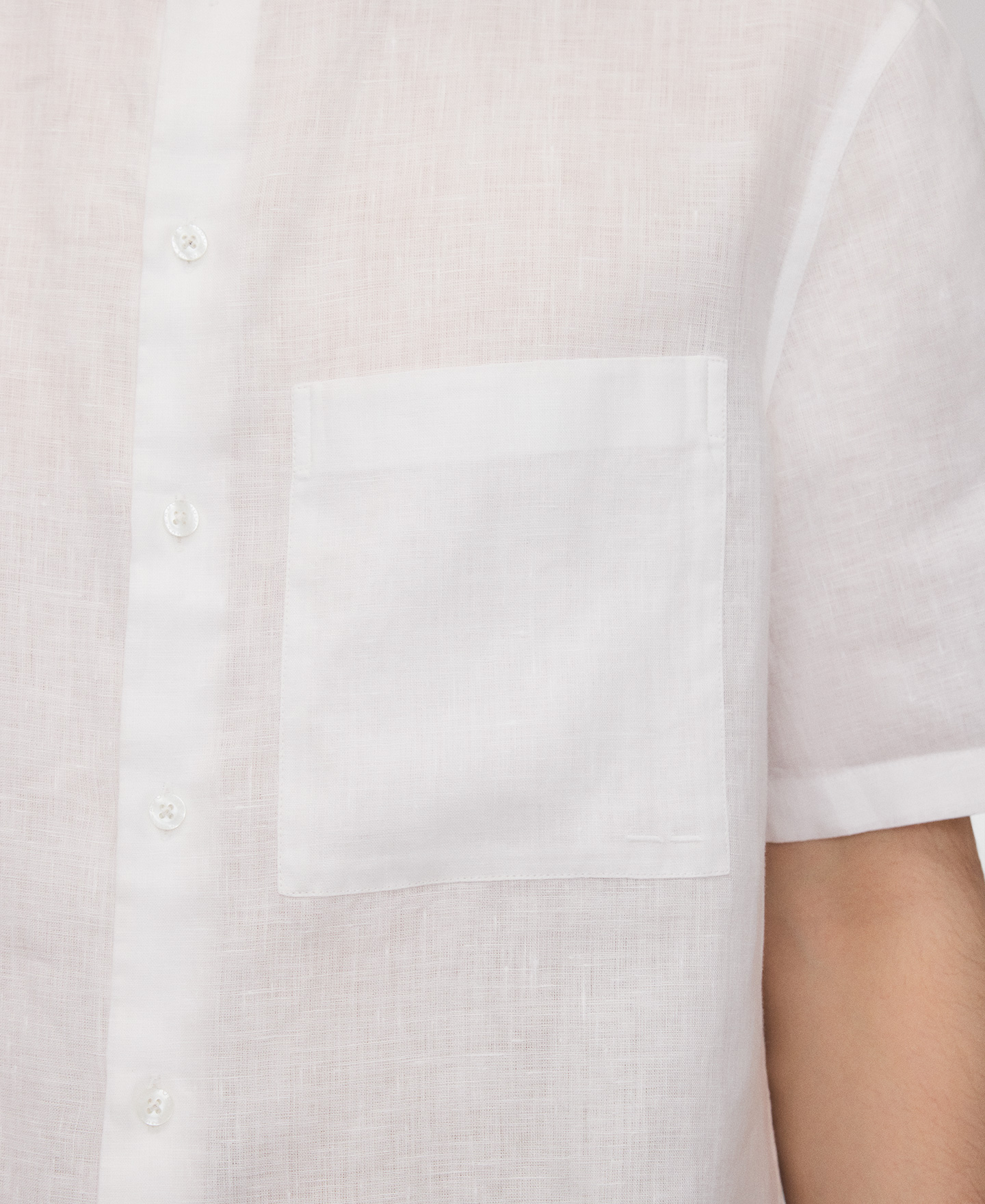 European linen mandarin collar shirt image number 3