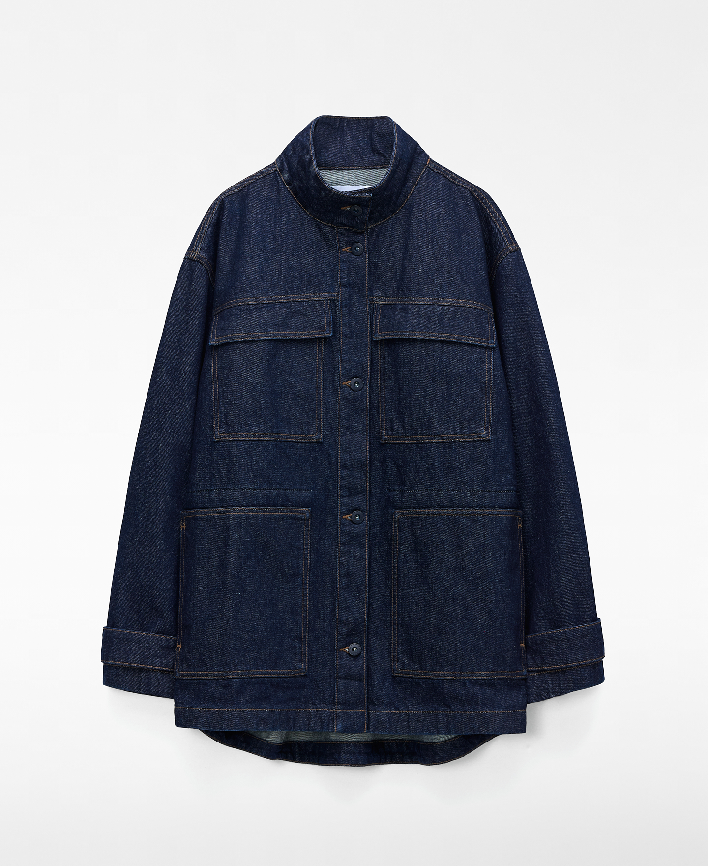 Chaqueta recta denim algod&oacute;n image number 0