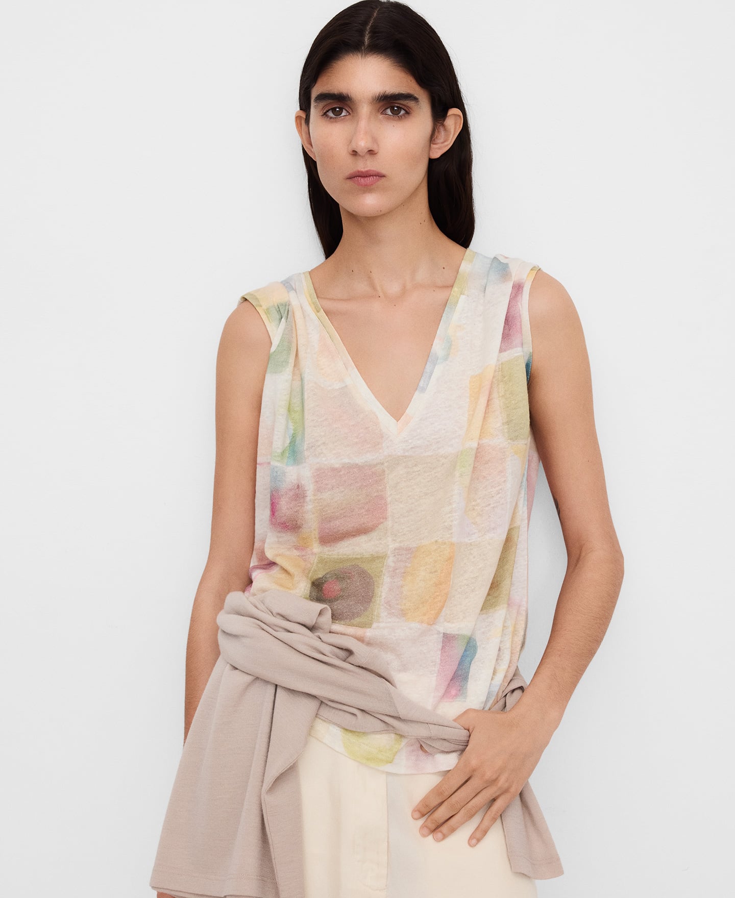European linen printed T-shirt image number 0