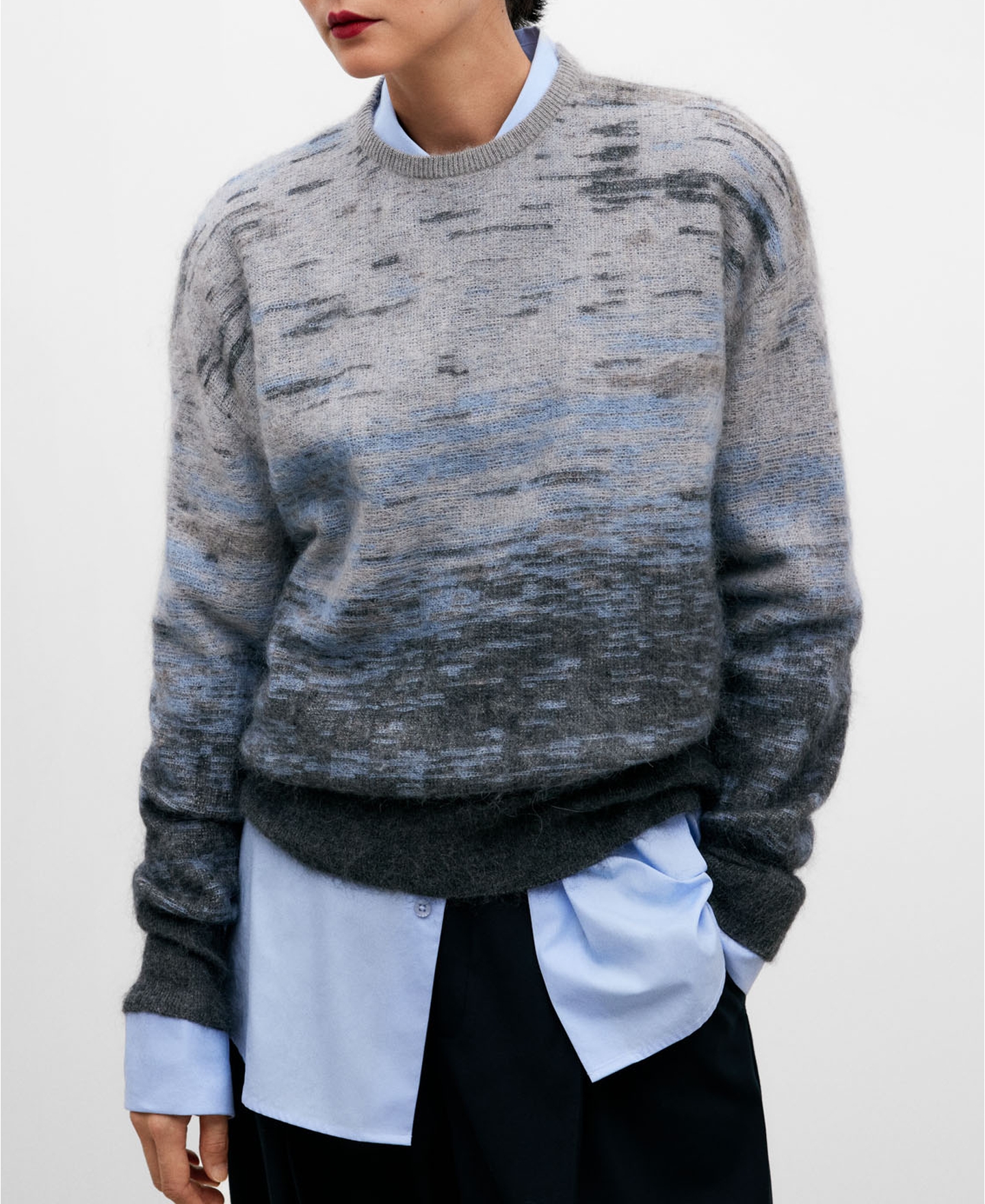 Grey melange mohair sweater for women image number 0