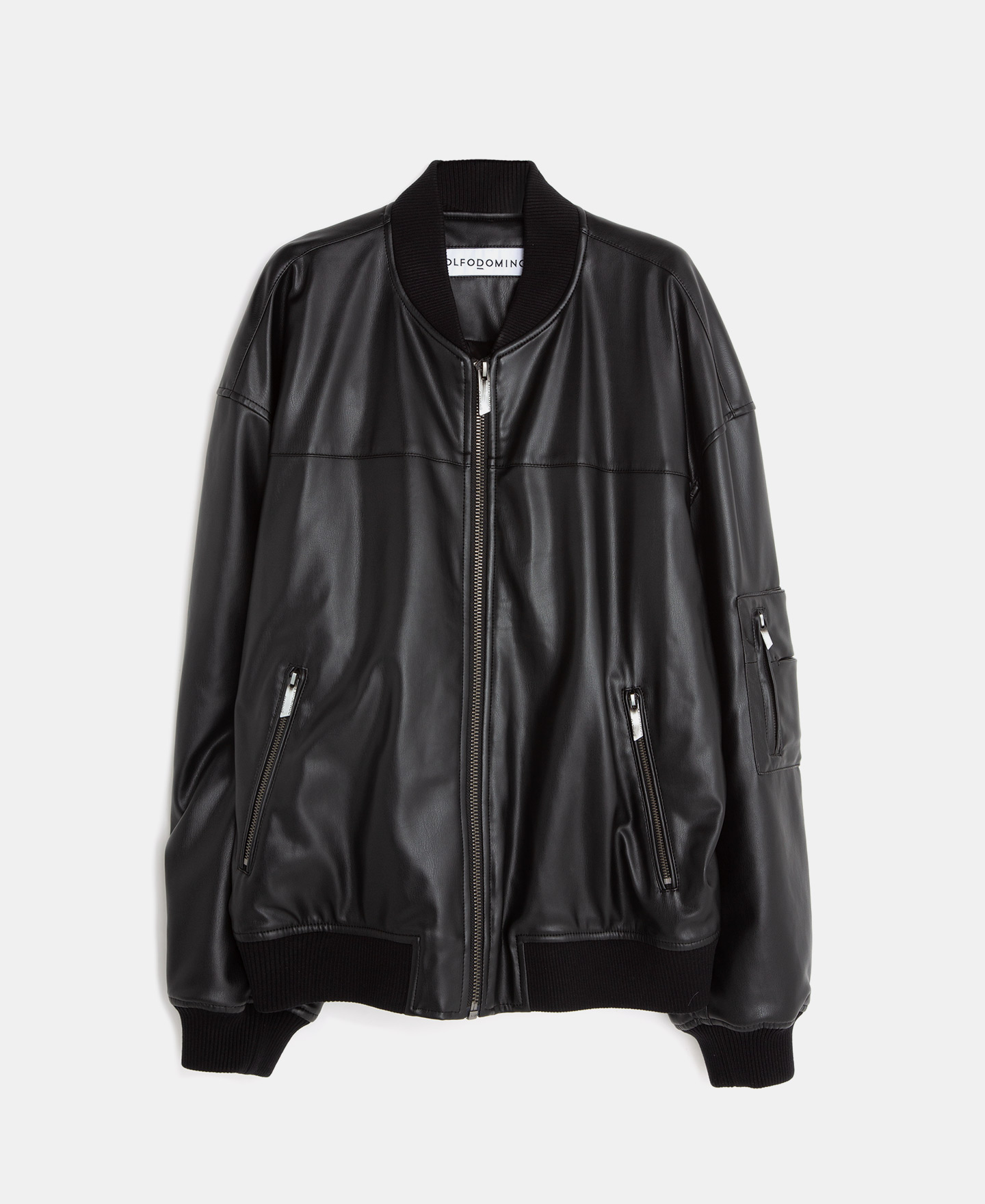 Leather texture oversize bomber image number 5
