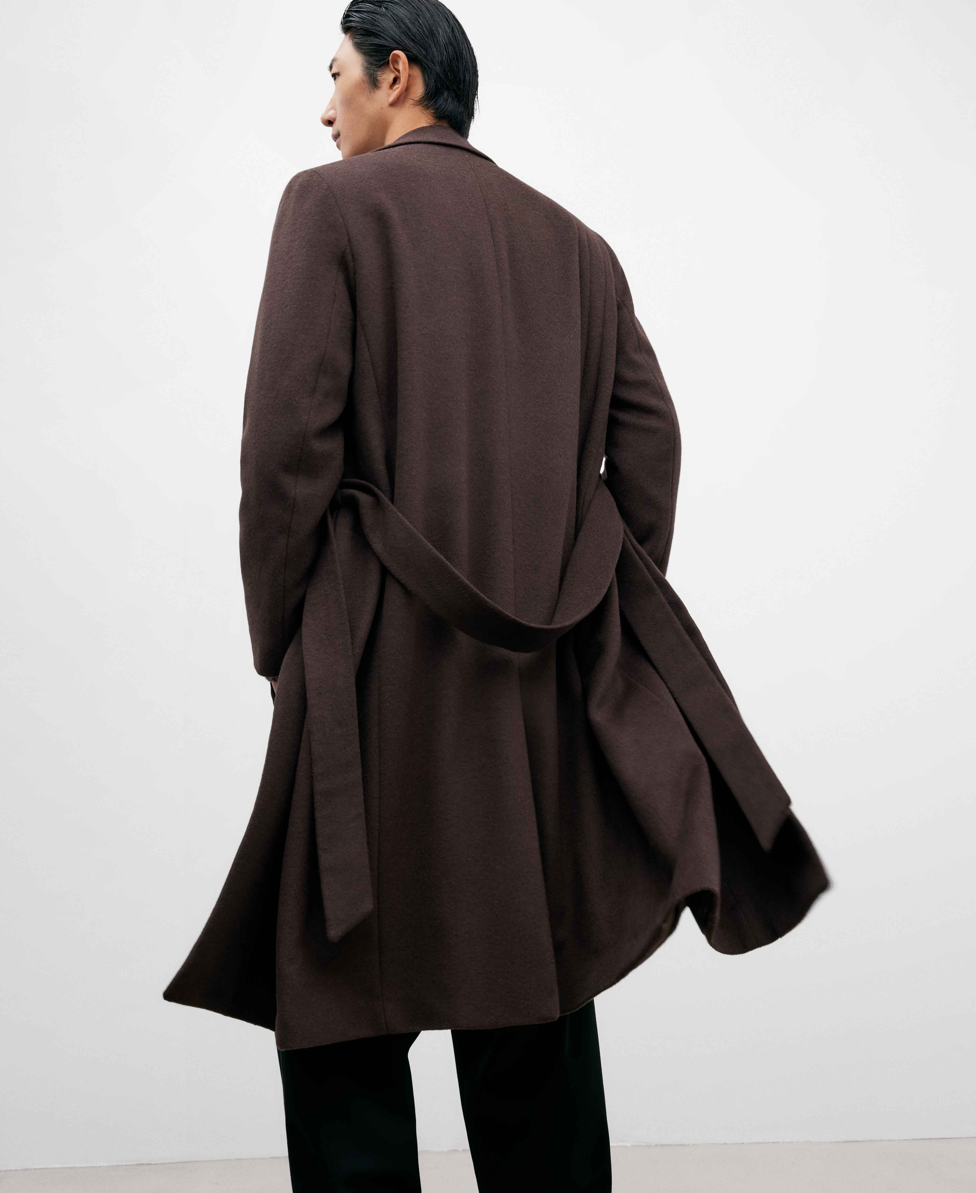 Brown woollen wool coat for men image number 2