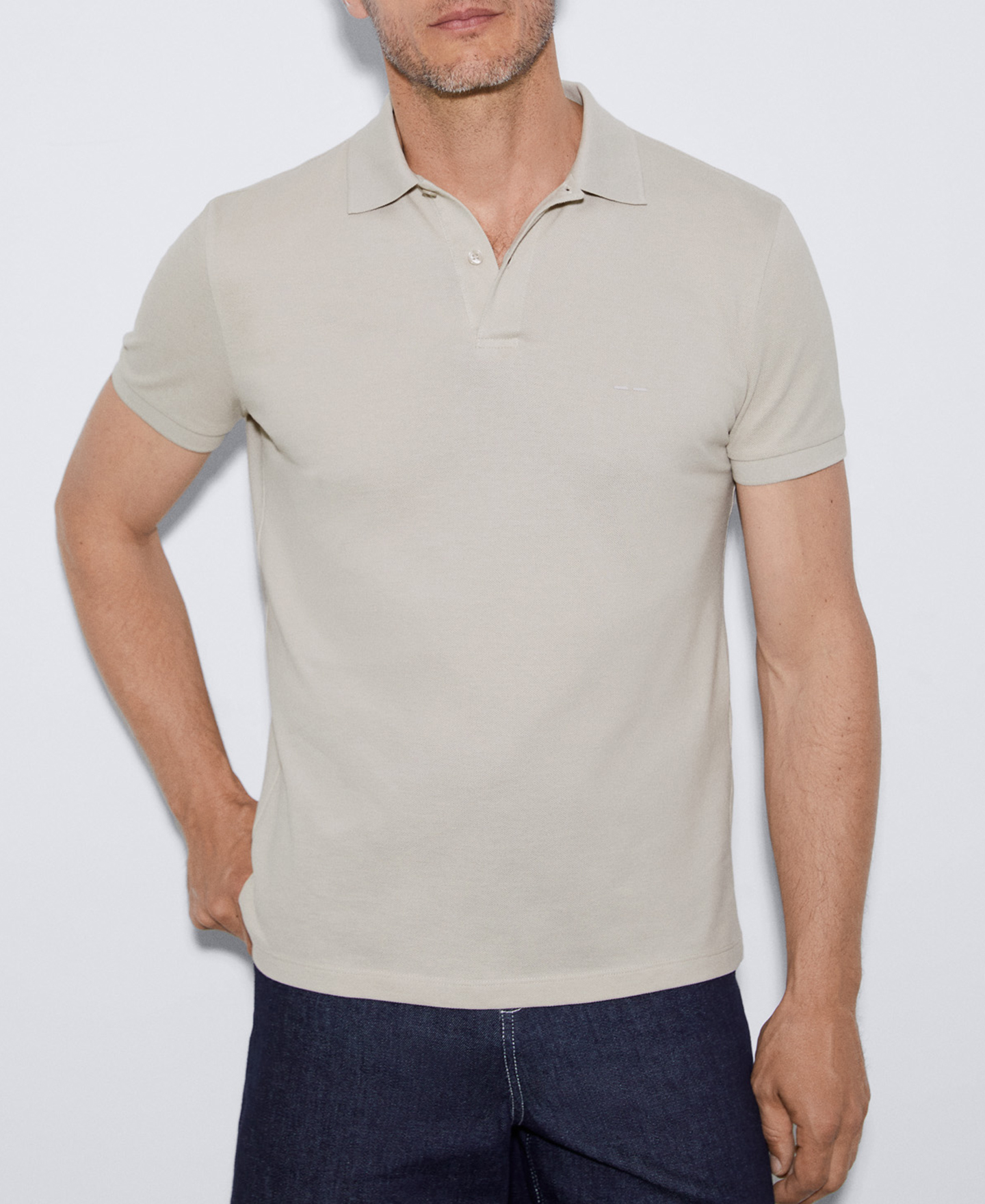 Cotton pique two button polo shirt image number 0