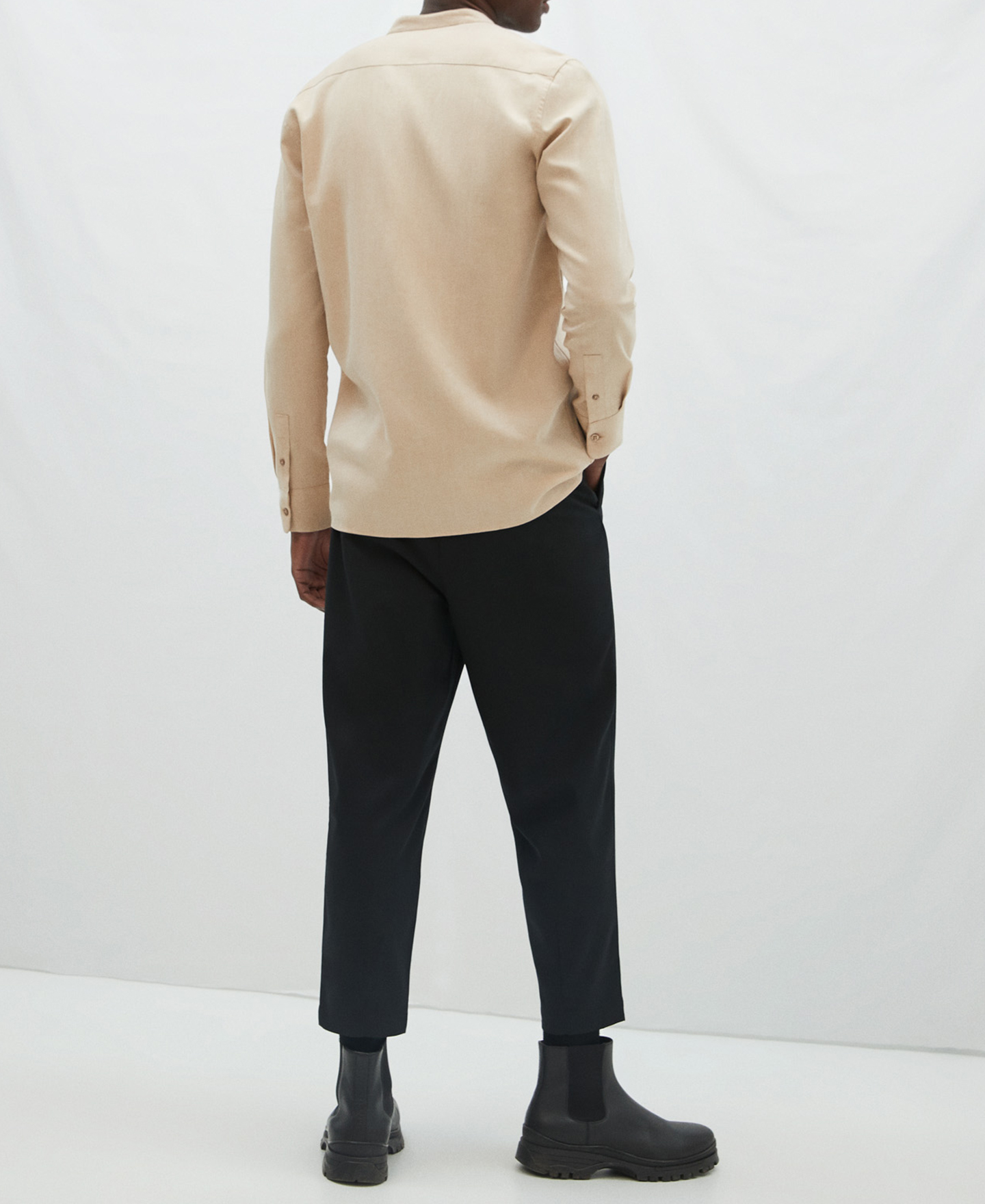 Mao collar shirt in lyocell and cotton image number 2