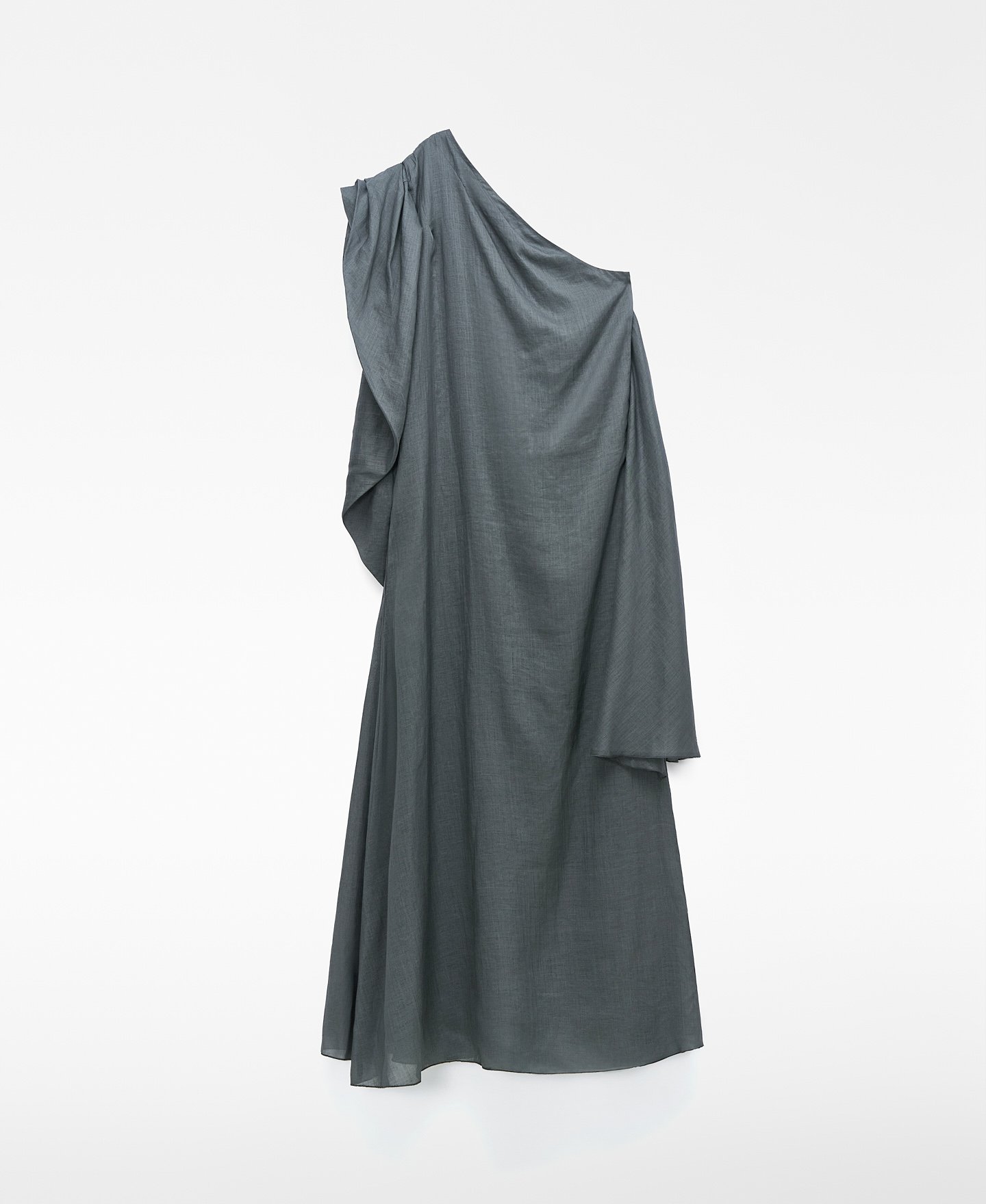 Ramie asymmetric draped dress image number 5