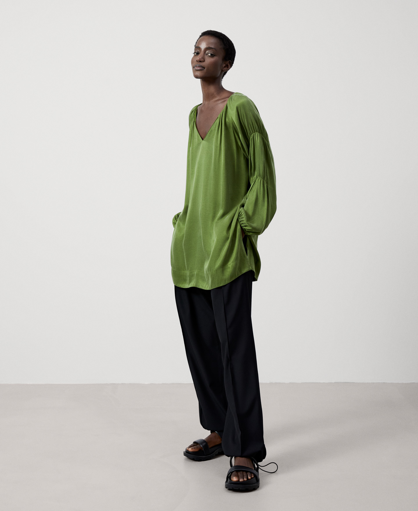 Cupro v-neckline blouse image number 1